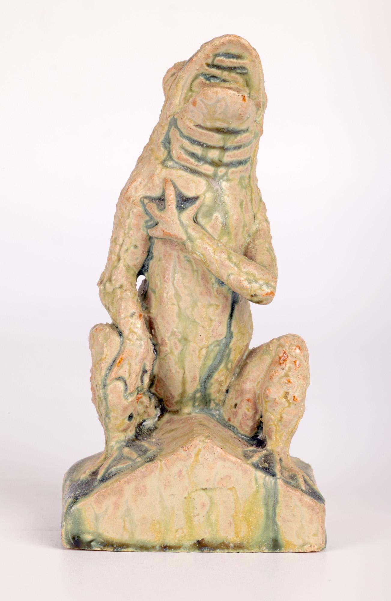 Alexandre Bigot Stoneware Patriotic Singing Frog Figure For Sale 3