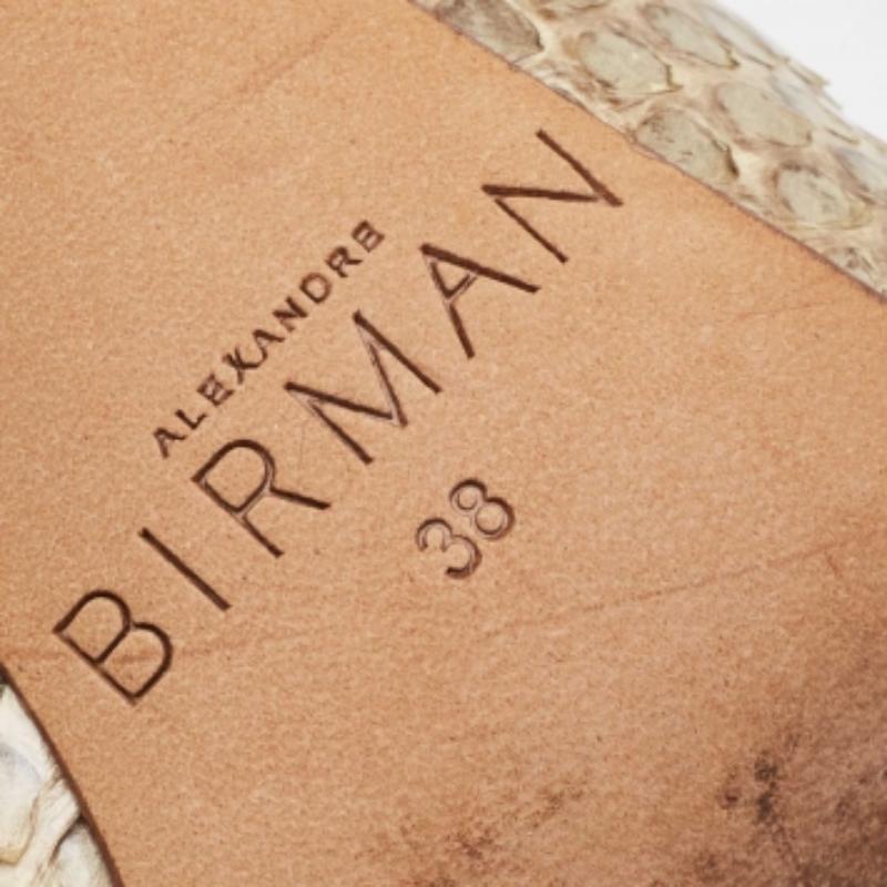 Alexandre Birman Beige/Brown Python Leather Mules Size 38 For Sale 3