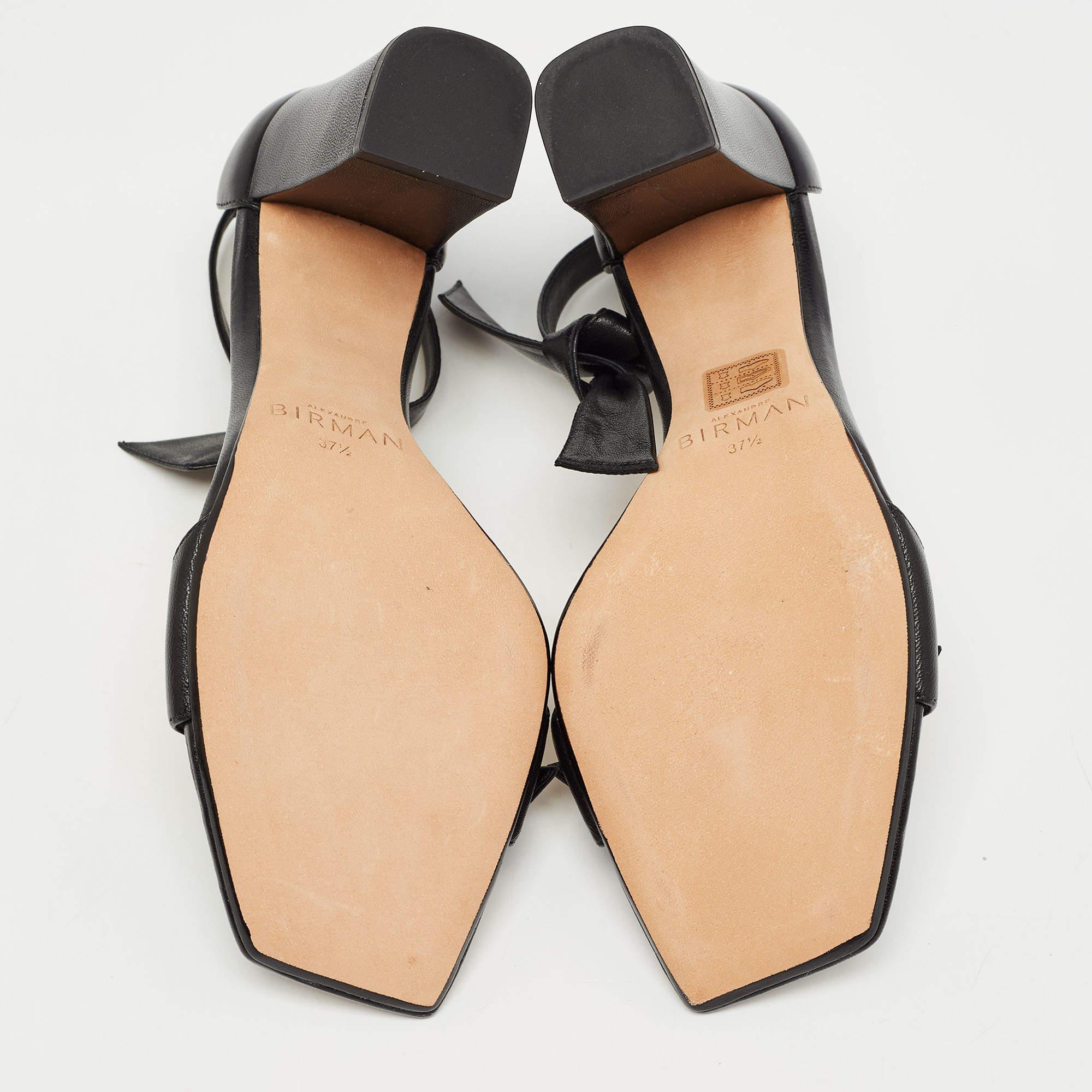 Alexandre Birman Black Leather Clarita Ankle Strap Sandals Size 37.5 For Sale 2