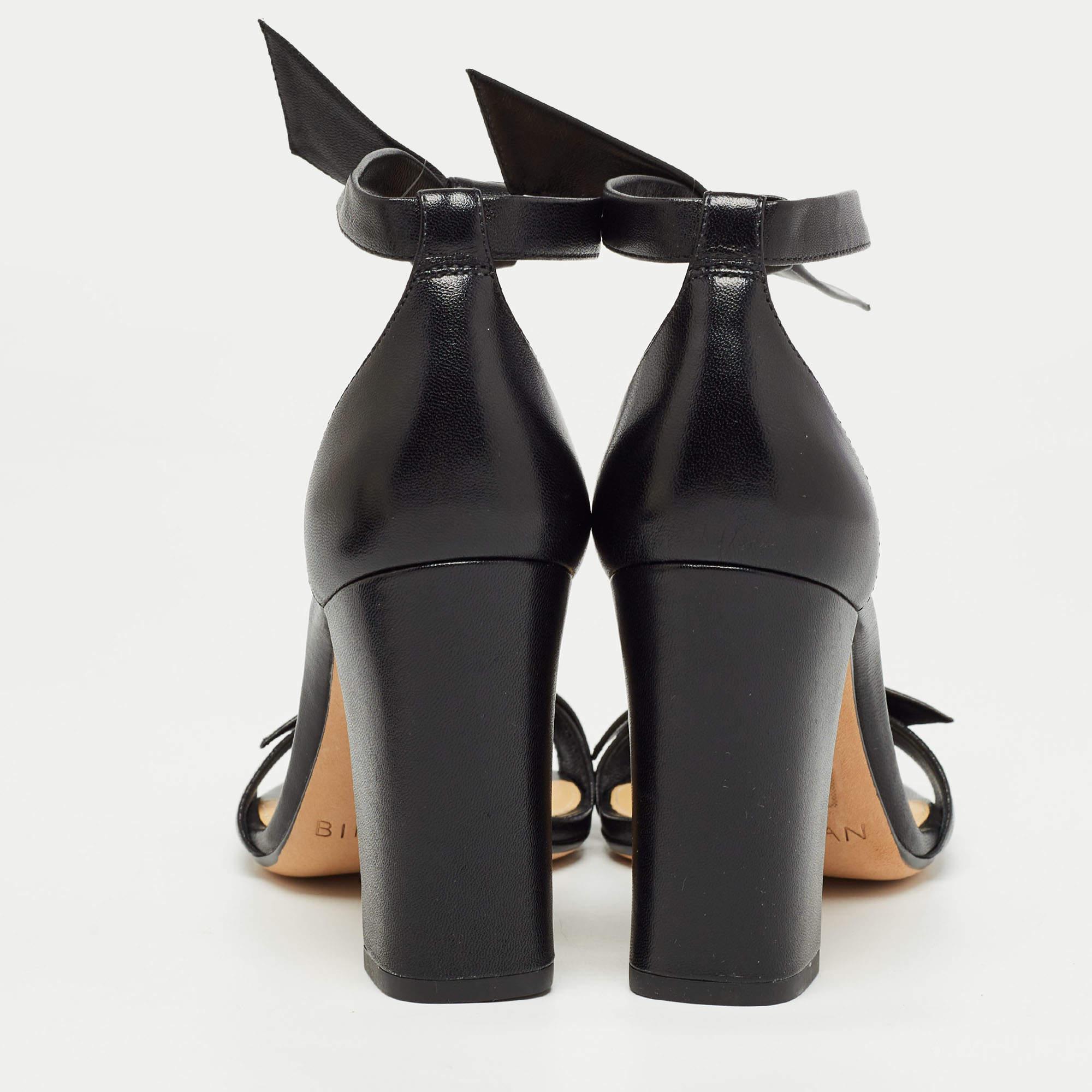 Alexandre Birman Black Leather Clarita Ankle Strap Sandals Size 37.5 For Sale 3
