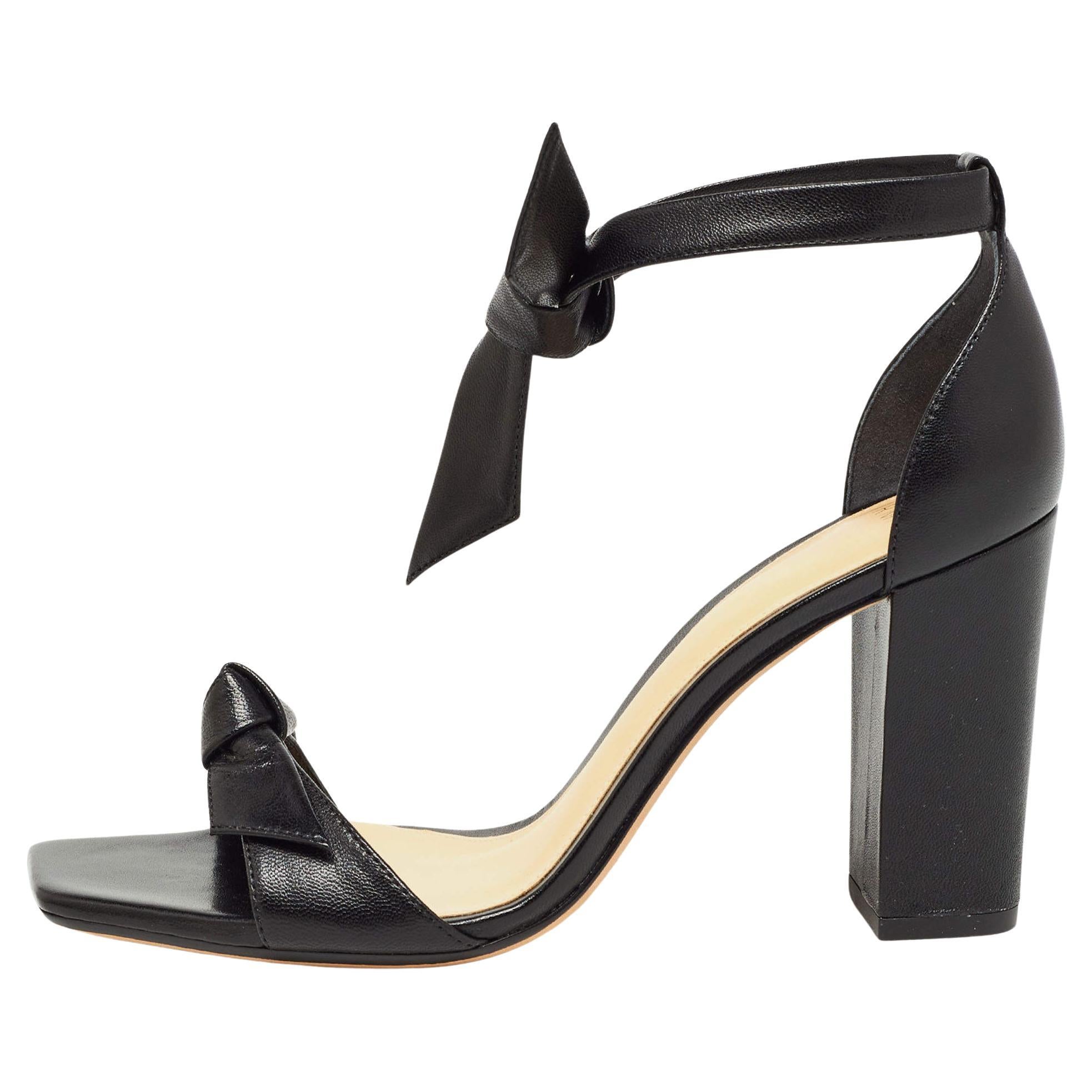 Alexandre Birman Black Leather Clarita Ankle Strap Sandals Size 37.5 For Sale