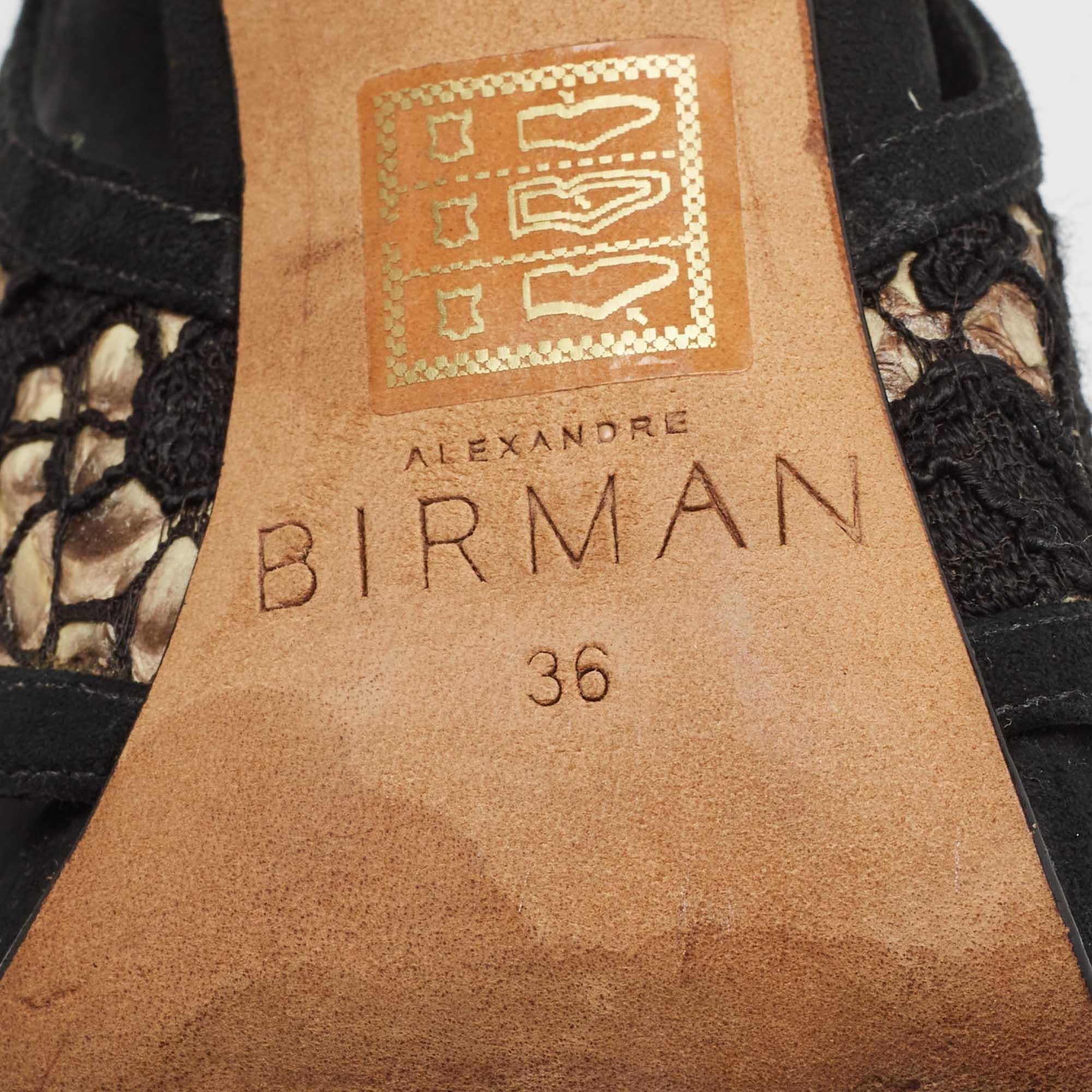 Alexandre Birman Sandalias negras de malla y ante con tira al tobillo talla 36 en venta 2