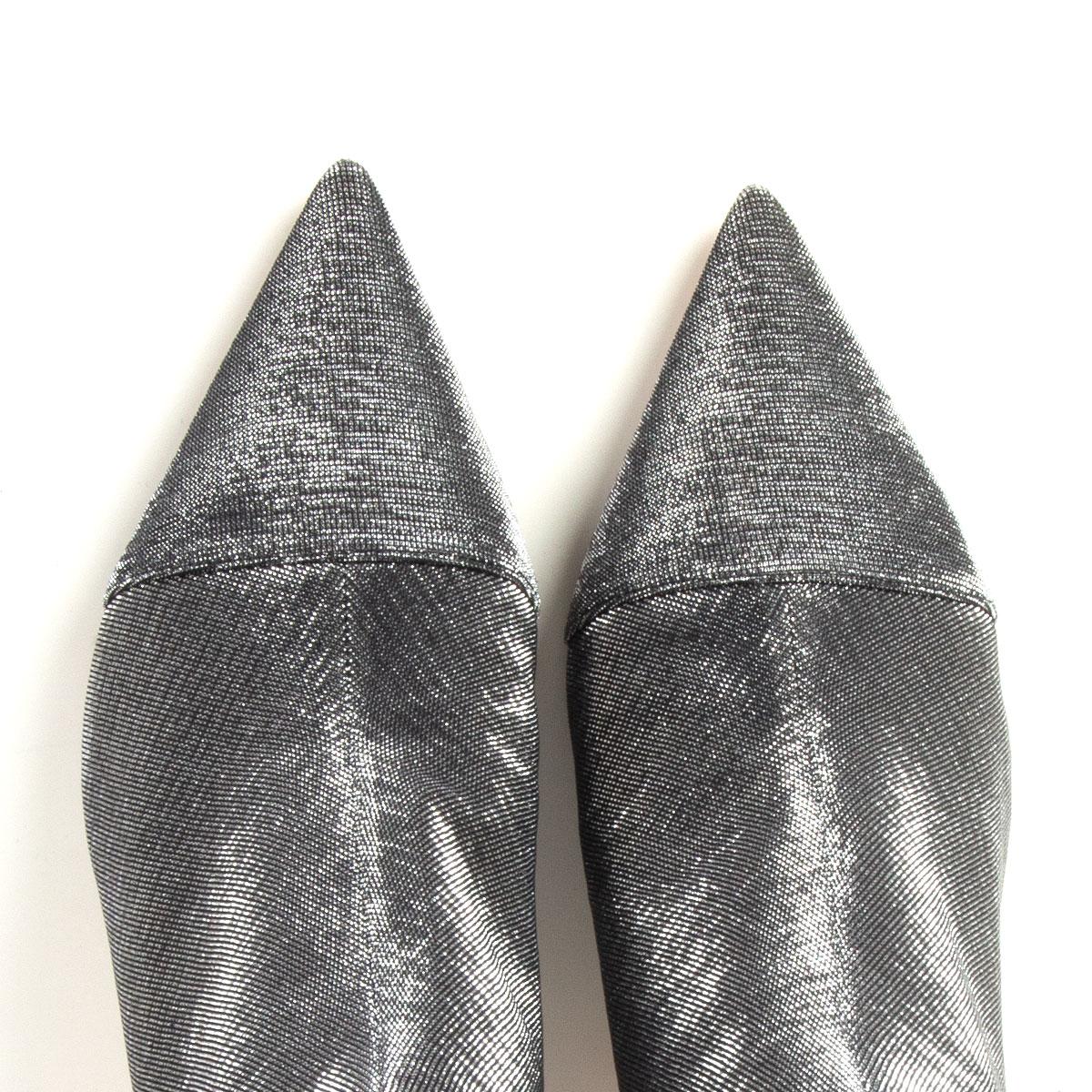 Black ALEXANDRE BIRMAN black & silver LAME KITTIE 50 Ankle Boots Shoes 38.5