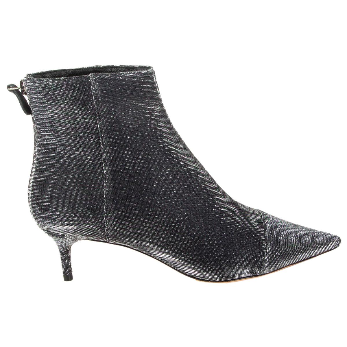 ALEXANDRE BIRMAN black & silver LAME KITTIE 50 Ankle Boots Shoes 38.5