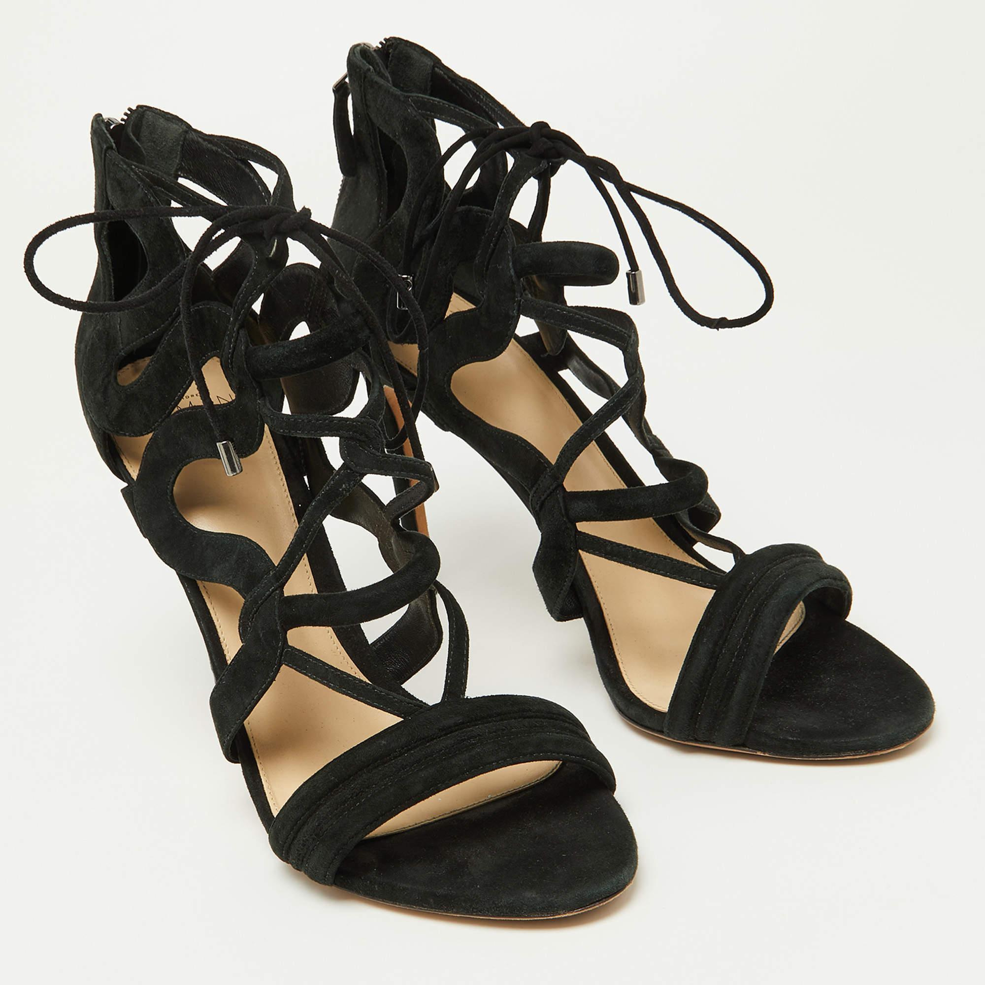Women's Alexandre Birman Black Suede Cut Out Strappy Sandals Size 40 For Sale