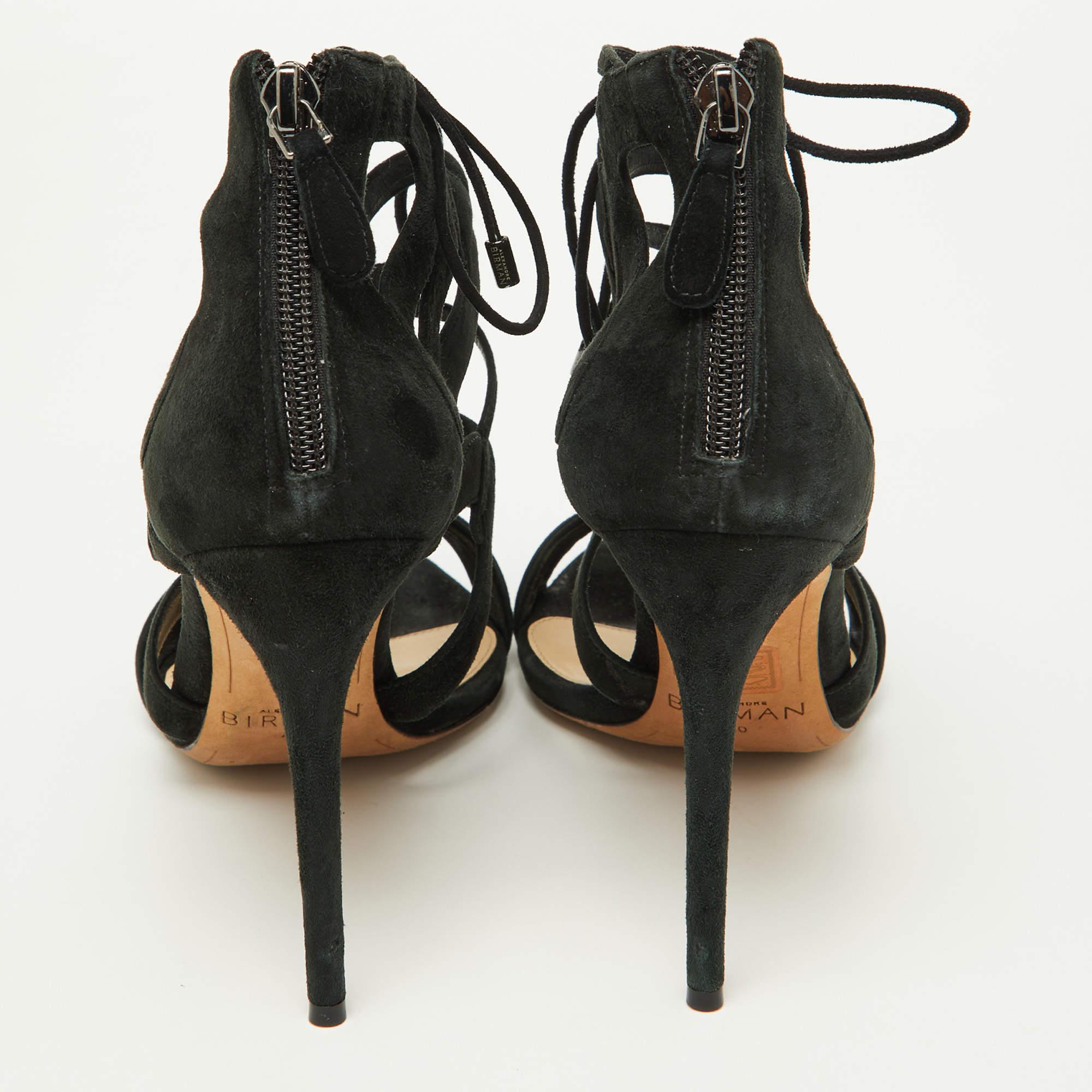 Alexandre Birman Black Suede Cut Out Strappy Sandals Size 40 For Sale 1