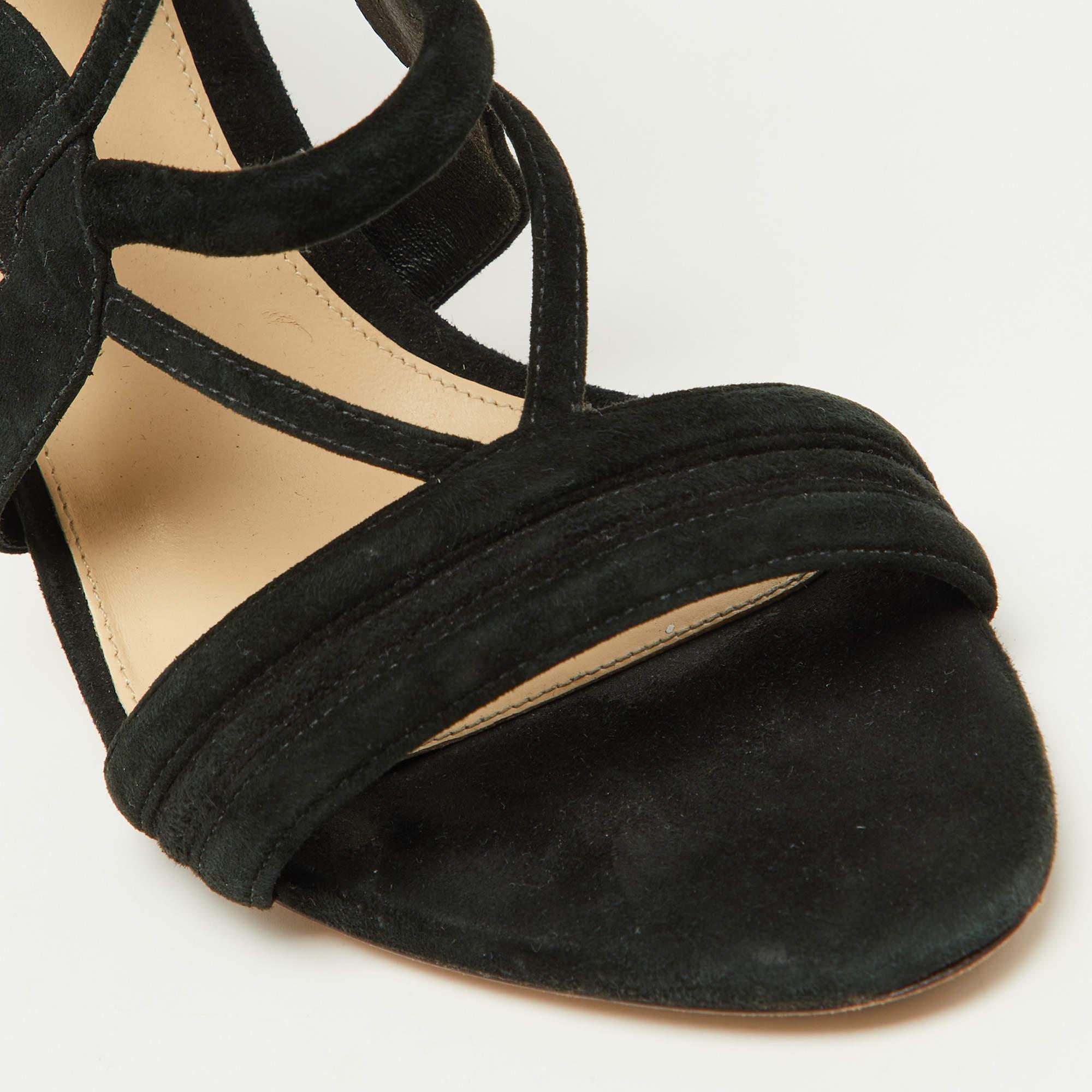Alexandre Birman Black Suede Cut Out Strappy Sandals Size 40 For Sale 3