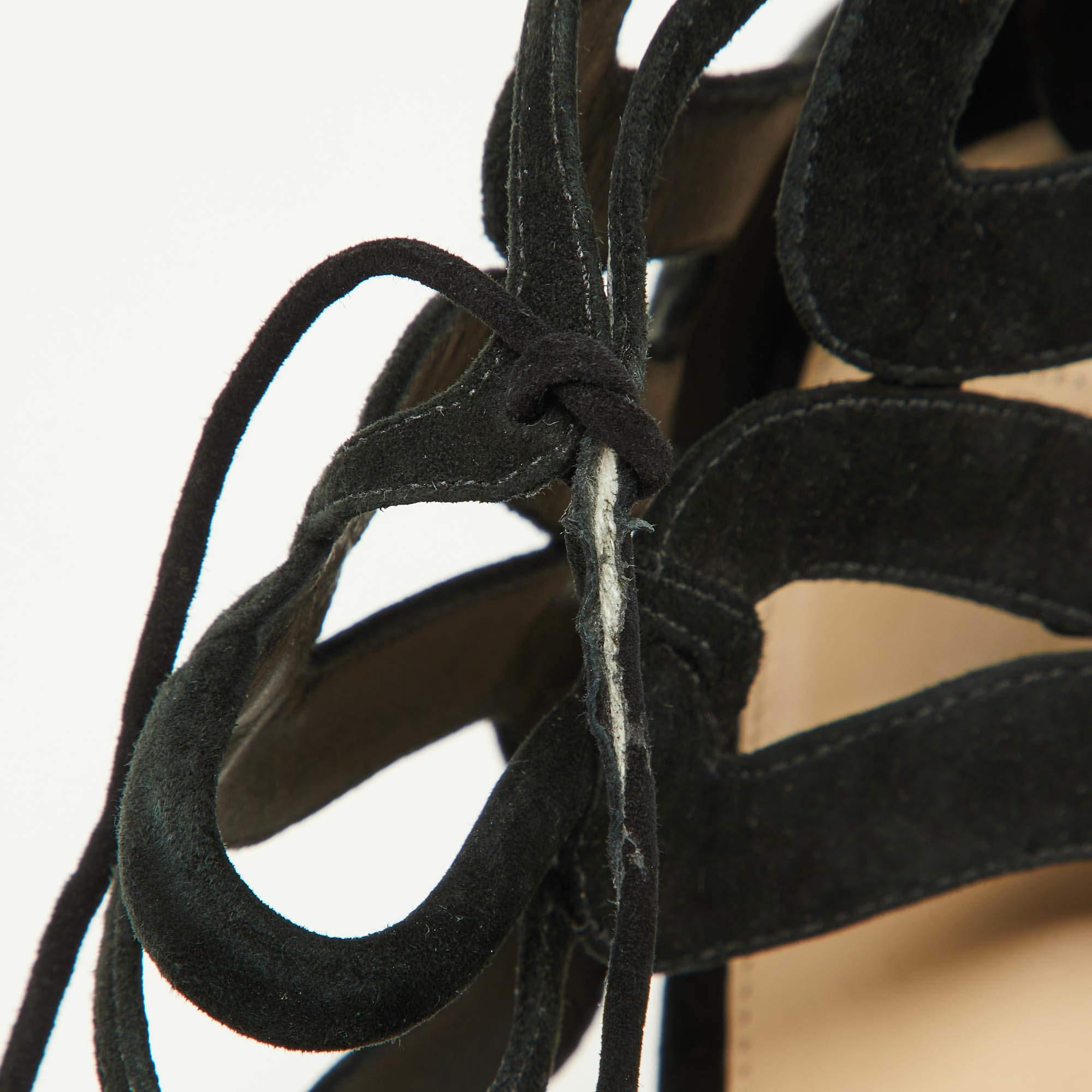 Alexandre Birman Black Suede Cut Out Strappy Sandals Size 40 For Sale 4