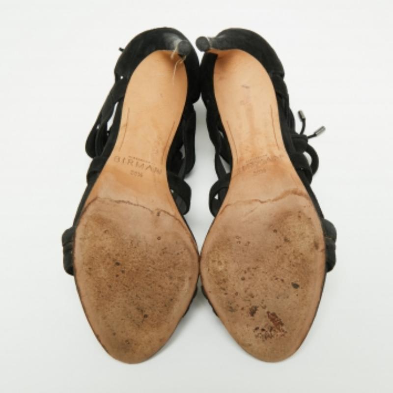 Alexandre Birman Sandales en daim noir Elenara Ankle Strappy Tie Up Taille 39.5 en vente 3