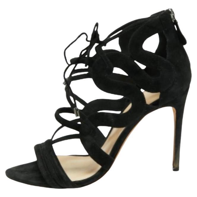 Alexandre Birman Sandales en daim noir Elenara Ankle Strappy Tie Up Taille 39.5