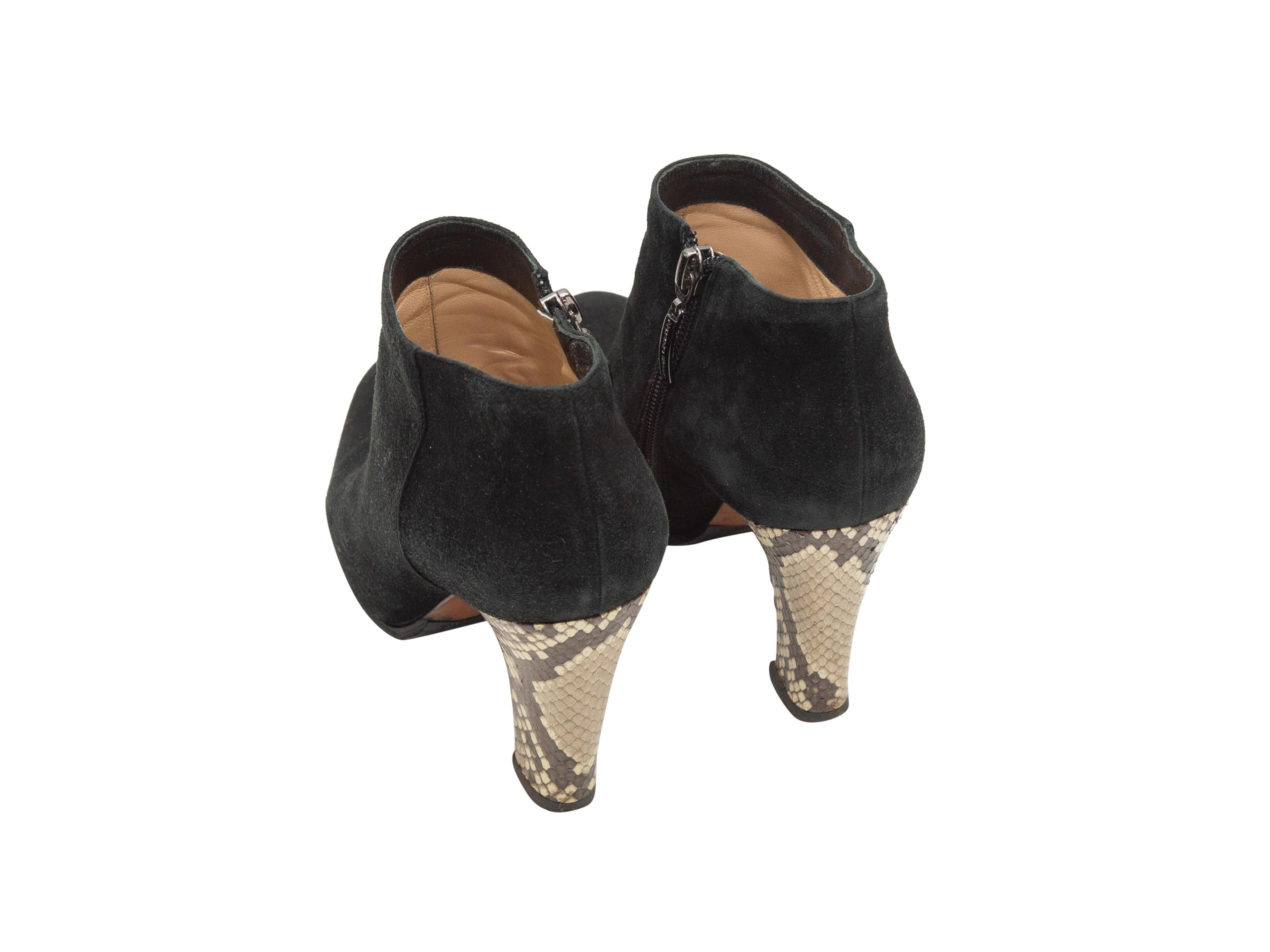 Alexandre Birman Black Suede & Python Booties In Good Condition In New York, NY