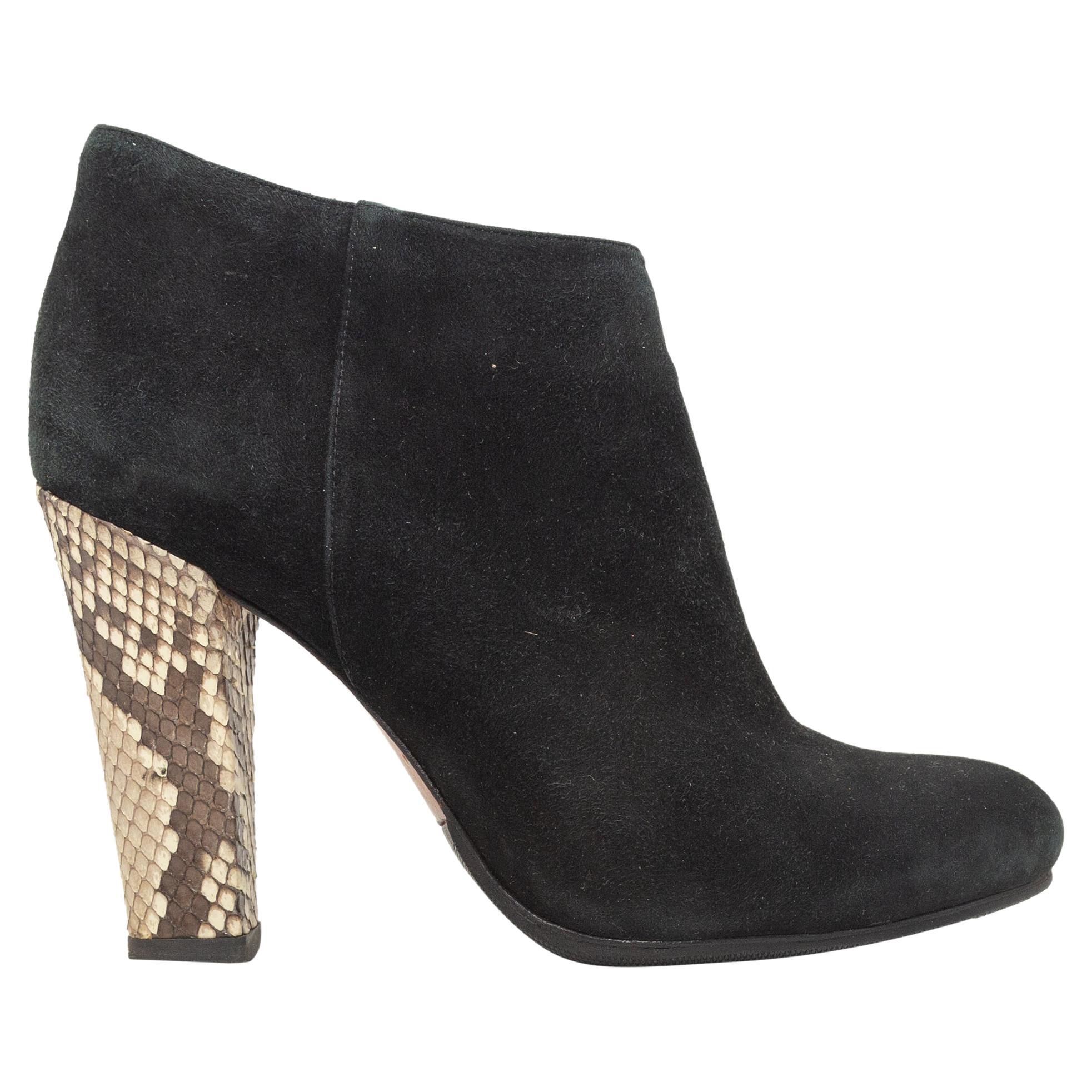 Alexandre Birman Black Suede & Python Booties