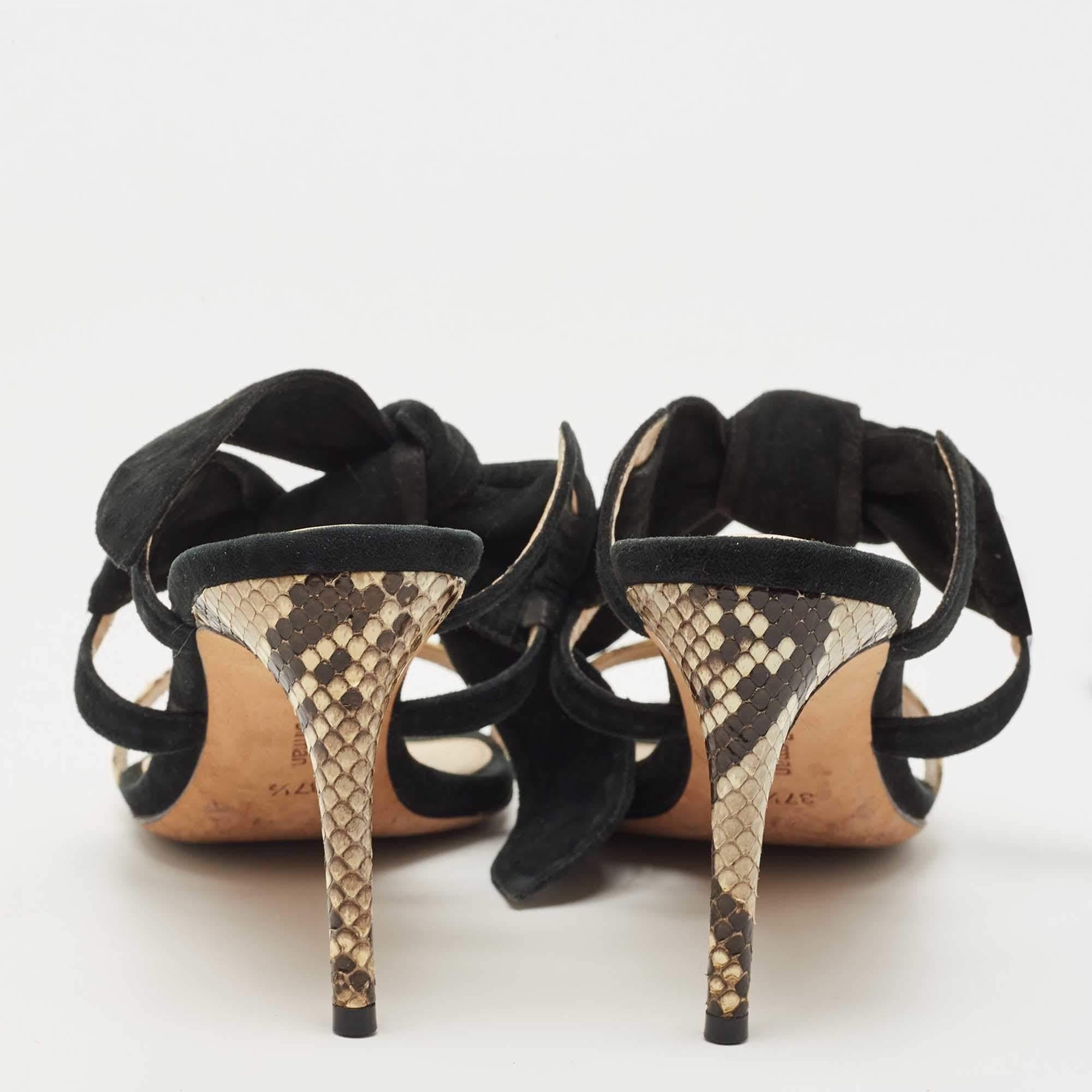 Alexandre Birman Black Suede Tie Detail Sandals Size 37.5 For Sale 1