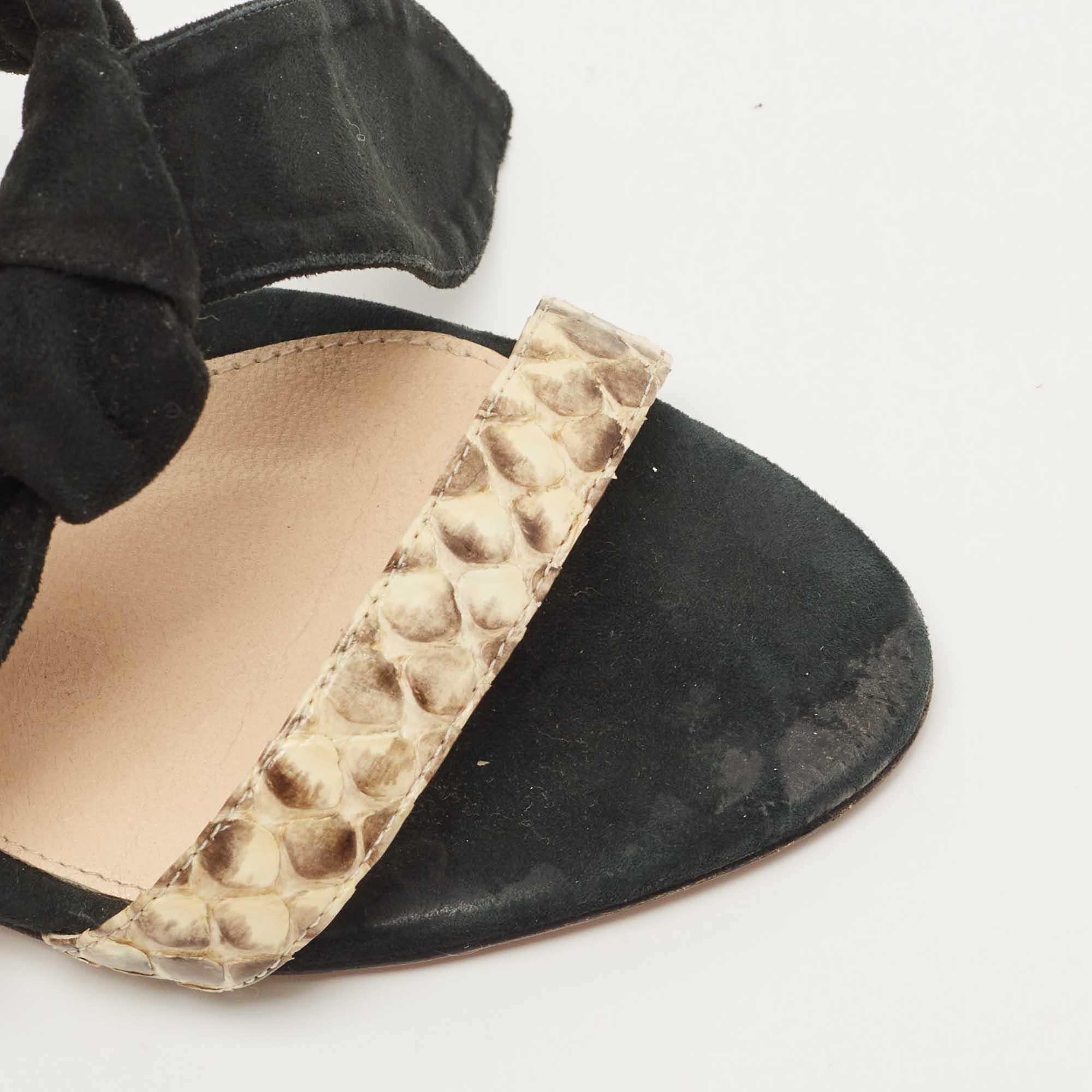 Alexandre Birman Black Suede Tie Detail Sandals Size 37.5 For Sale 3