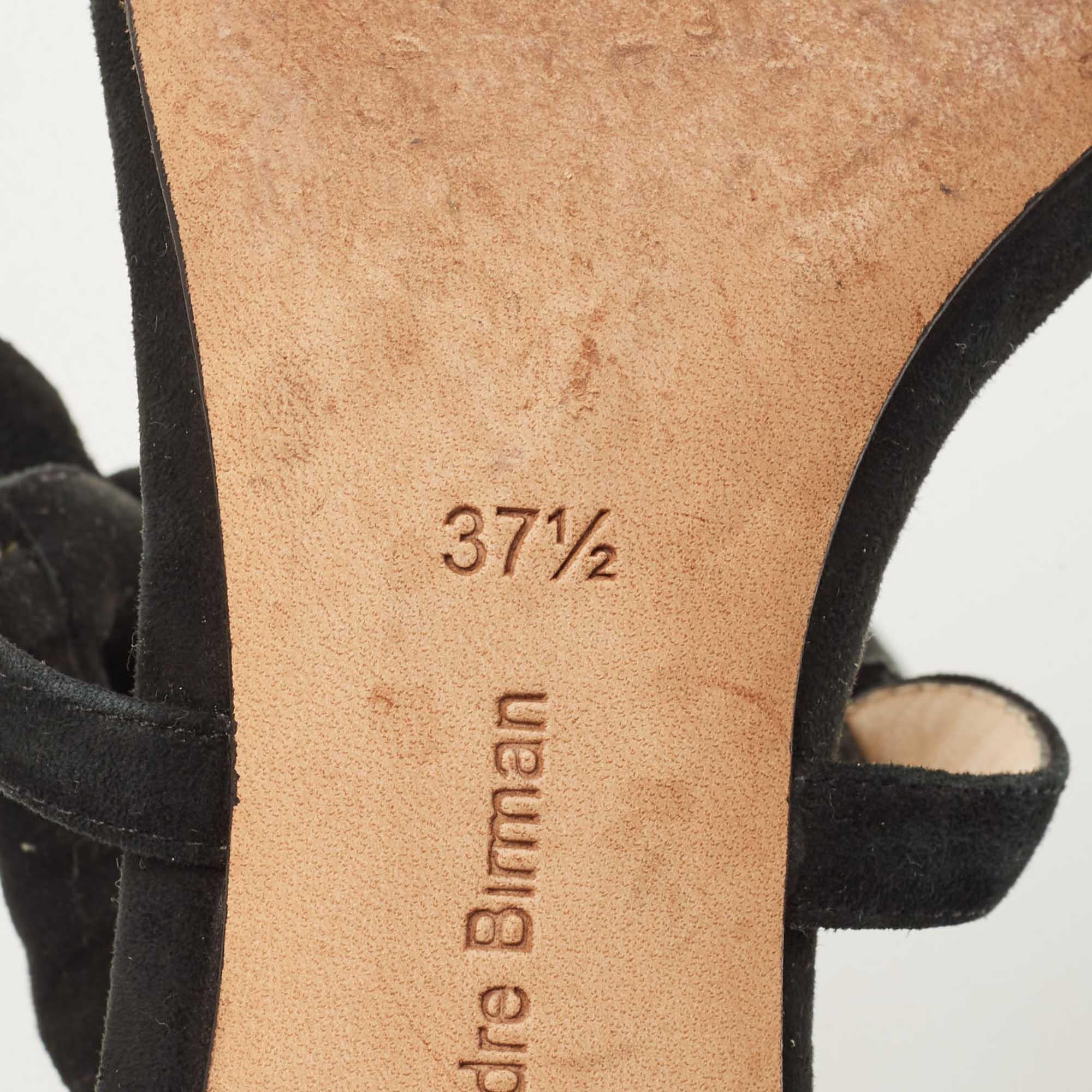 Alexandre Birman Black Suede Tie Detail Sandals Size 37.5 For Sale 4