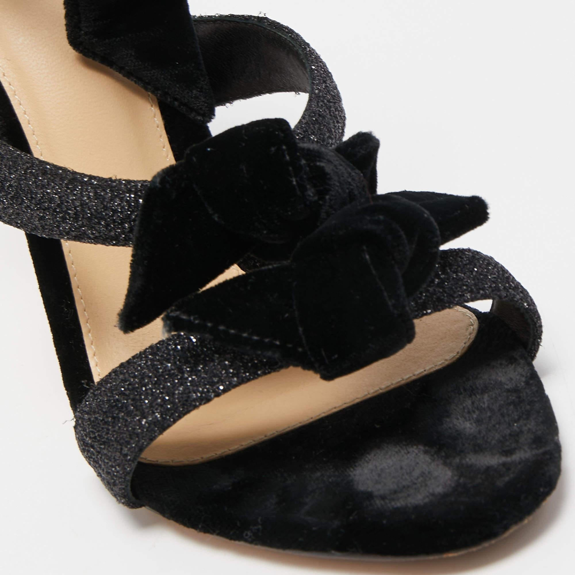 Alexandre Birman Black Velvet and Glitter Tripple Knot Lolita Sandals Size 36.5 For Sale 3