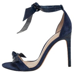 Alexandre Birman Blue Leather And Suede Ankle Wrap Sandals Size 37