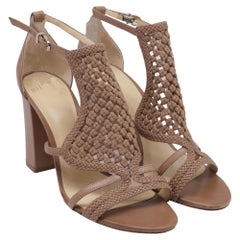 Alexandre Birman Braided Accent Sandal Heels in Brown Leather