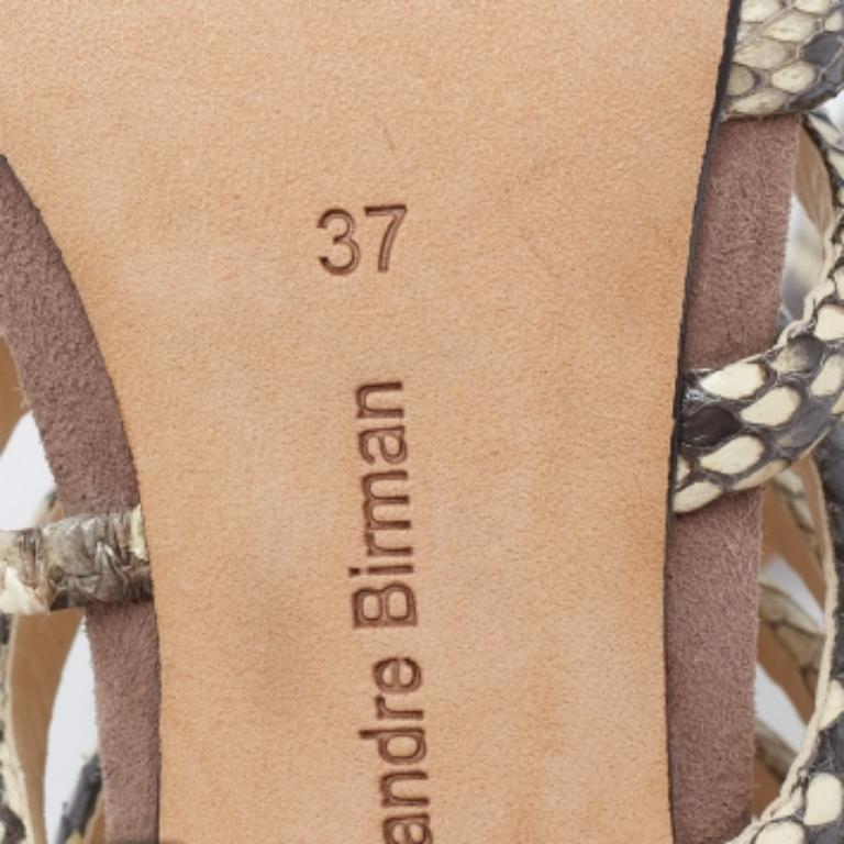 Alexandre Birman Brown Python Embossed Leather Caged Zipper Sandals Size 37 For Sale 3