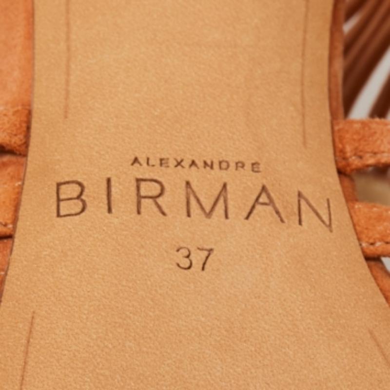 Alexandre Birman Sandalias con tira en el tobillo de ante marrón recortadas tamaño 37 Marrón en venta