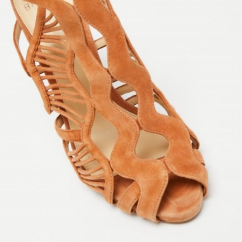 De las mujeres Alexandre Birman Sandalias con tira en el tobillo de ante marrón recortadas tamaño 37 en venta