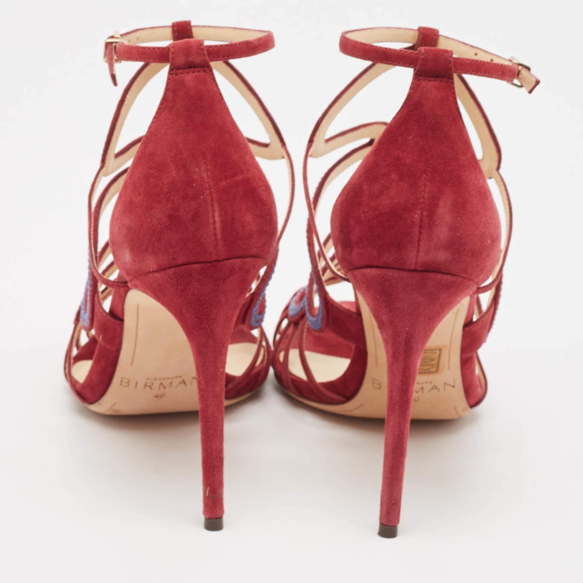 Donna Alexandre Birman Sandali con cinturino alla caviglia in pelle scamosciata borgogna misura 40 in vendita