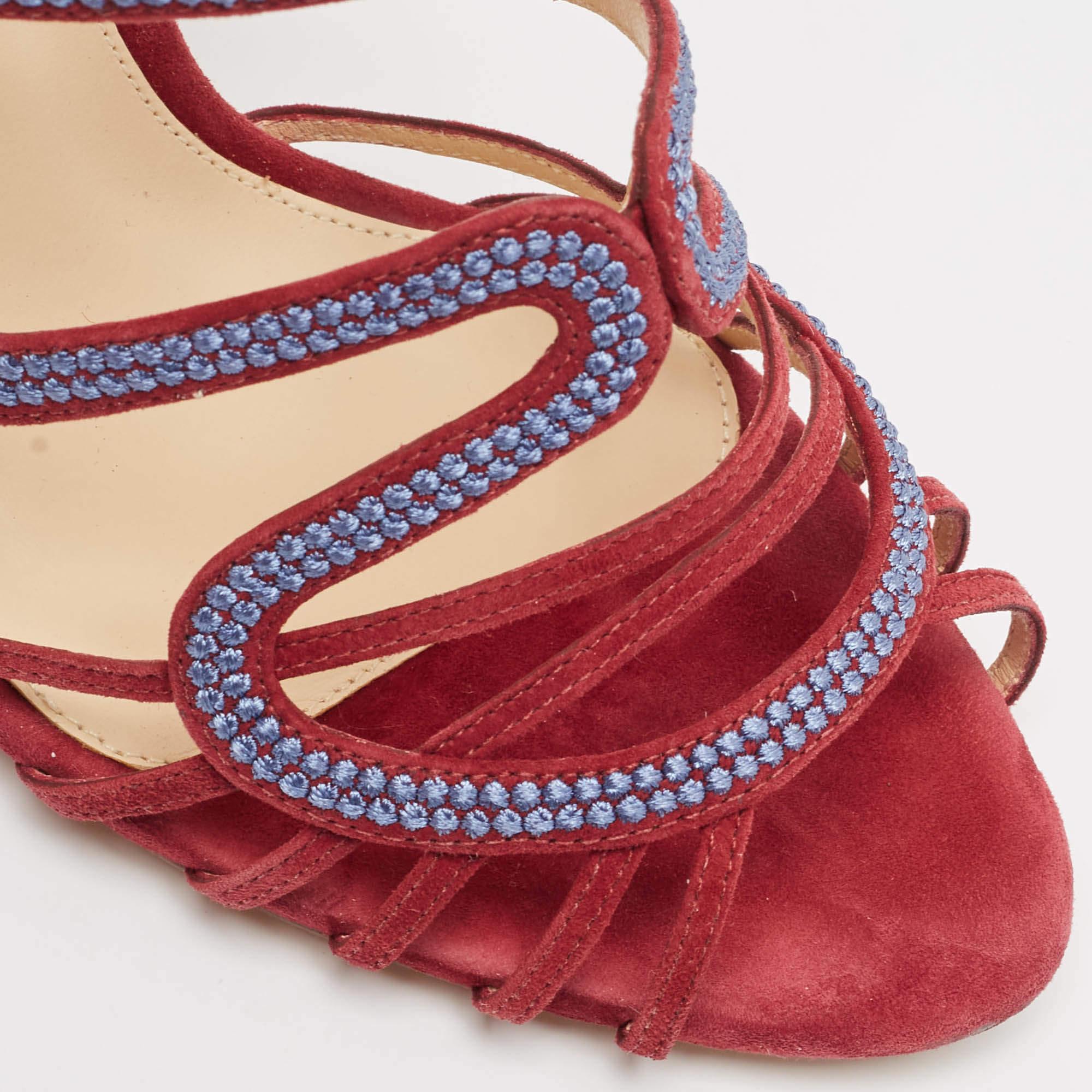 Alexandre Birman Sandali con cinturino alla caviglia in pelle scamosciata borgogna misura 40 in vendita 2