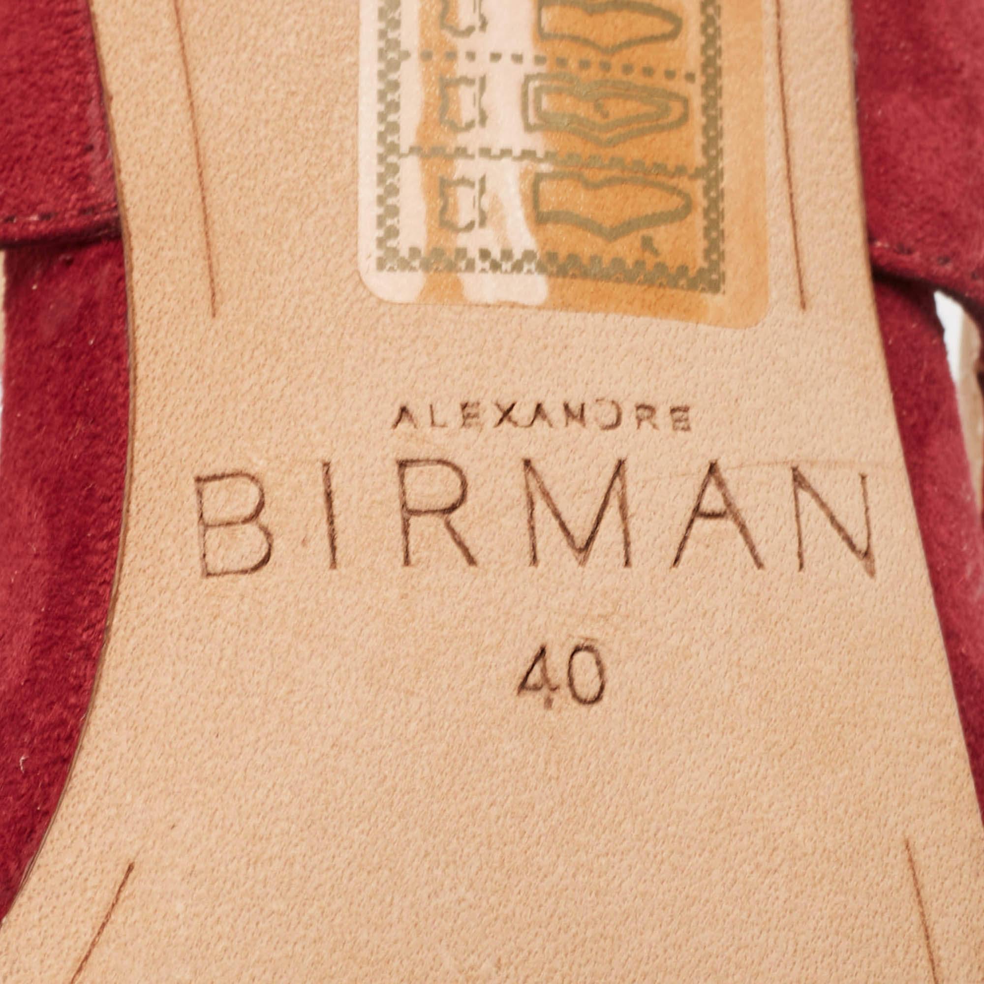 Alexandre Birman Sandali con cinturino alla caviglia in pelle scamosciata borgogna misura 40 in vendita 3