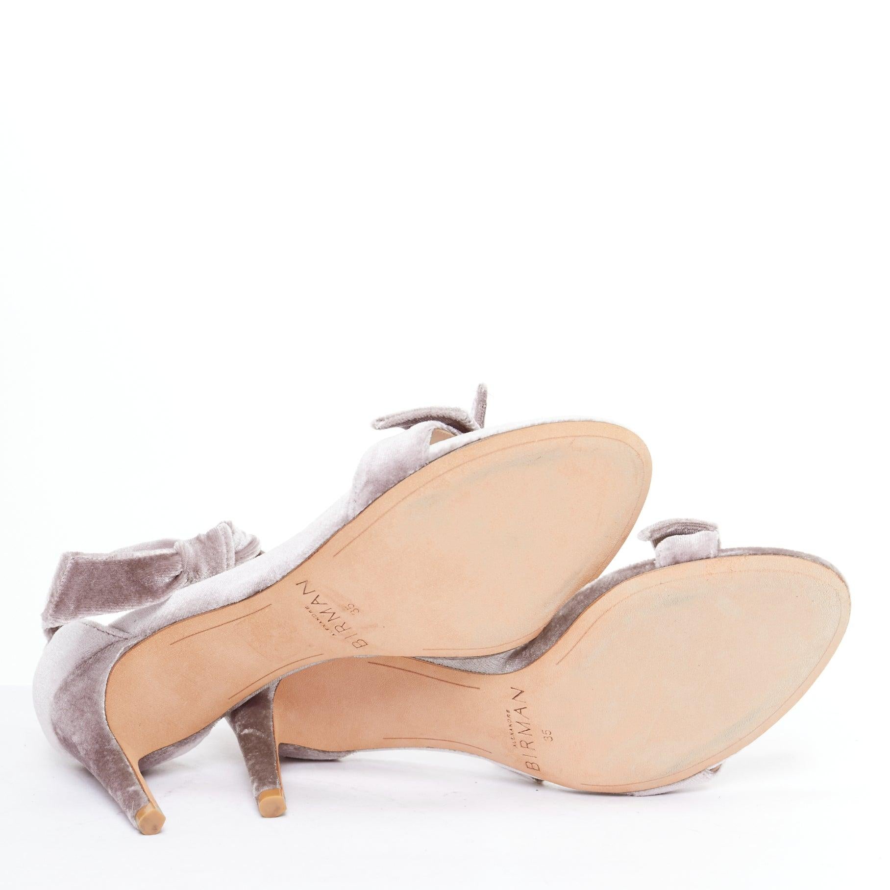 ALEXANDRE BIRMAN Clarita blush pink velvet bow tie sandal heels EU35 For Sale 7