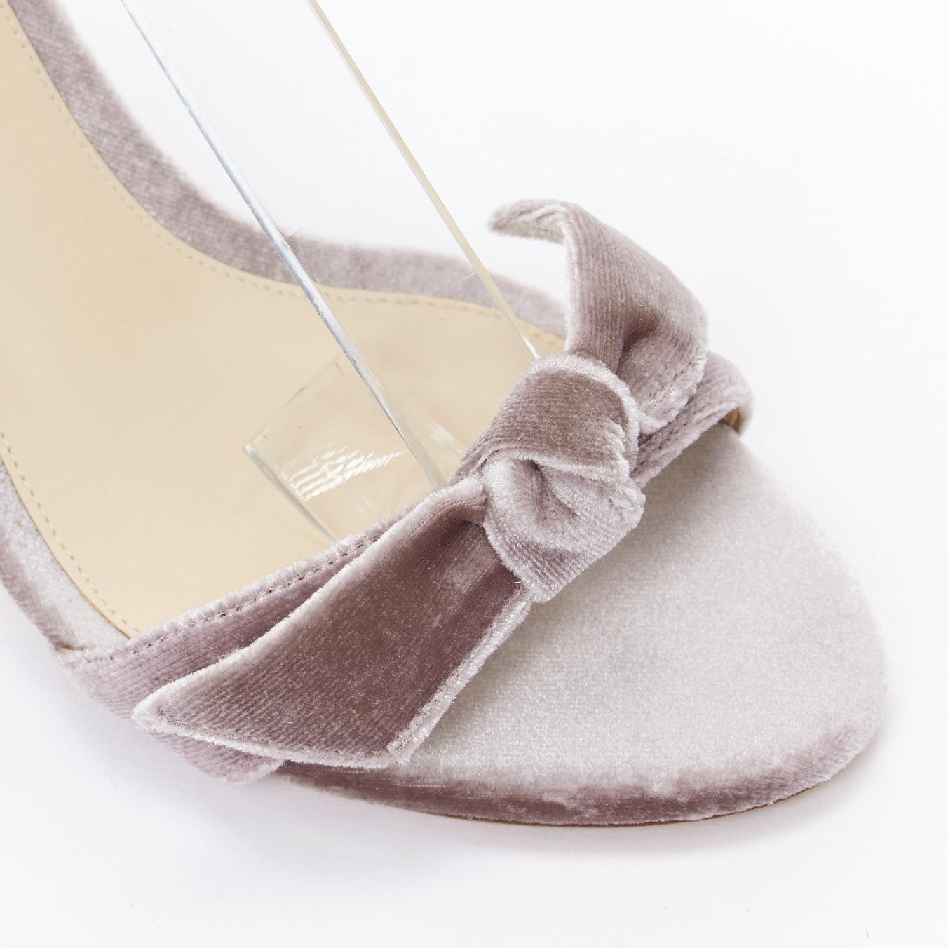 ALEXANDRE BIRMAN Clarita blush pink velvet bow tie sandal heels EU35 For Sale 2