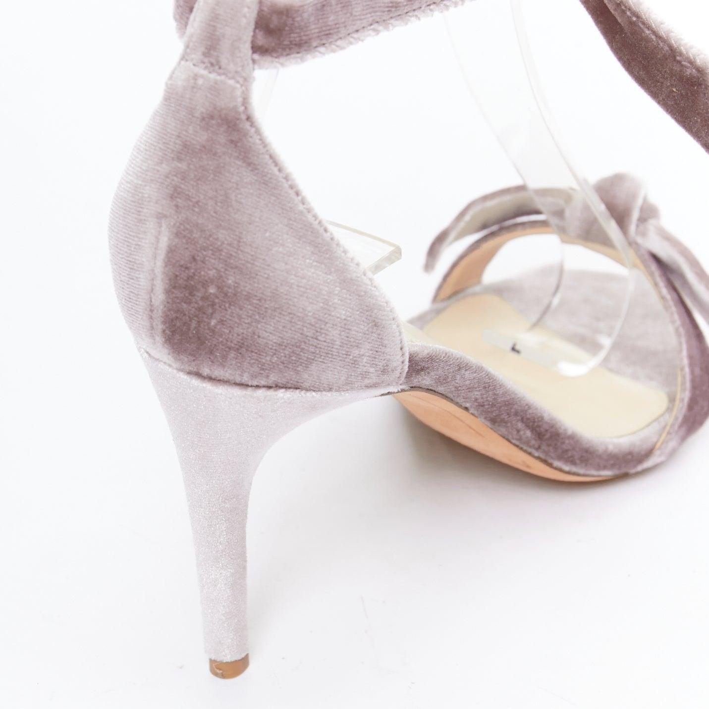 ALEXANDRE BIRMAN Clarita blush pink velvet bow tie sandal heels EU35 For Sale 4