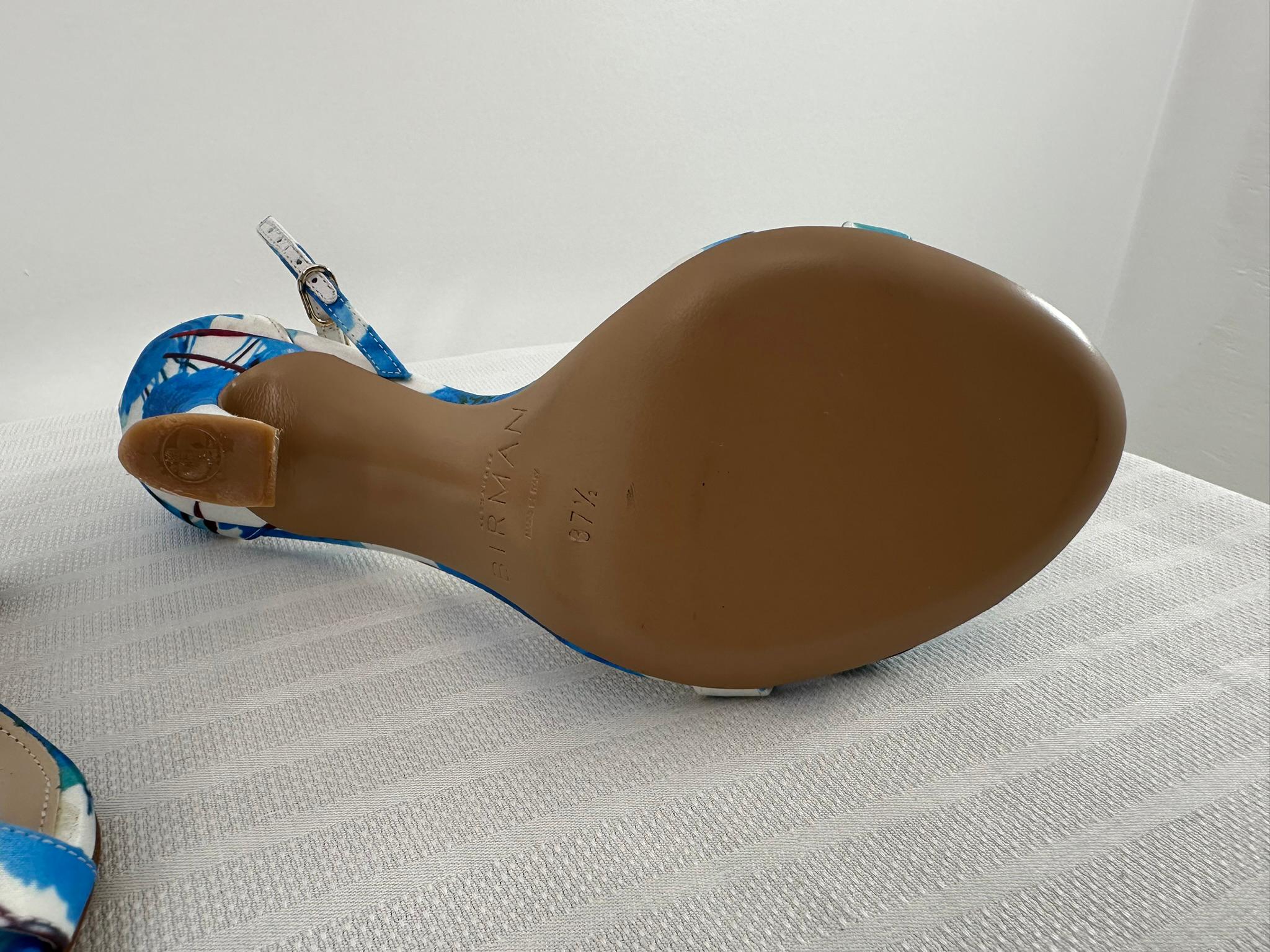 Alexandre Birman Dahila 100MM Azul Floral Sandalia de tacón alto Piel Rosa Puntera 37.5 en venta 5