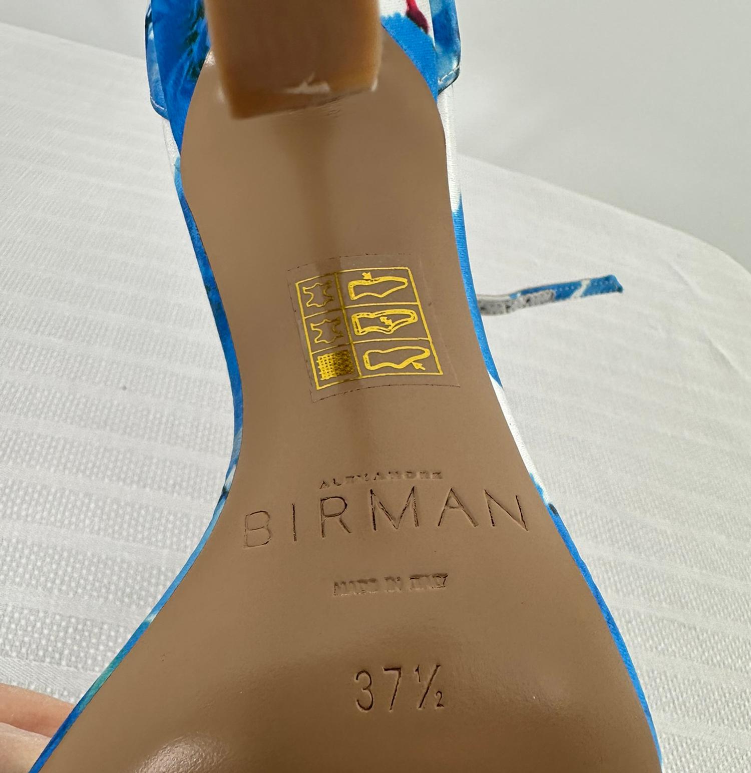 Alexandre Birman Dahila 100MM Azul Floral Sandalia de tacón alto Piel Rosa Puntera 37.5 en venta 7