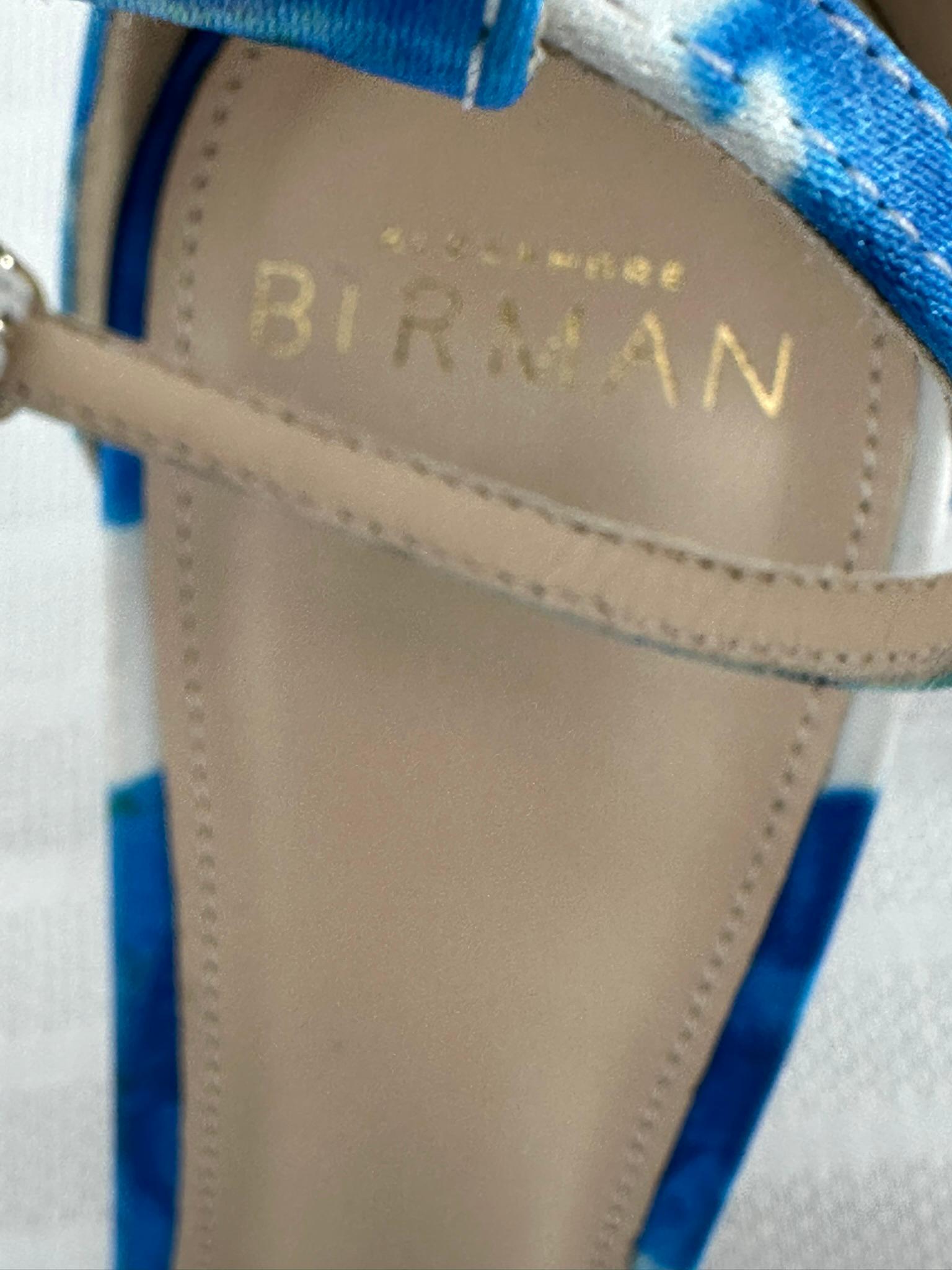 Alexandre Birman Dahila 100MM Azul Floral Sandalia de tacón alto Piel Rosa Puntera 37.5 en venta 8