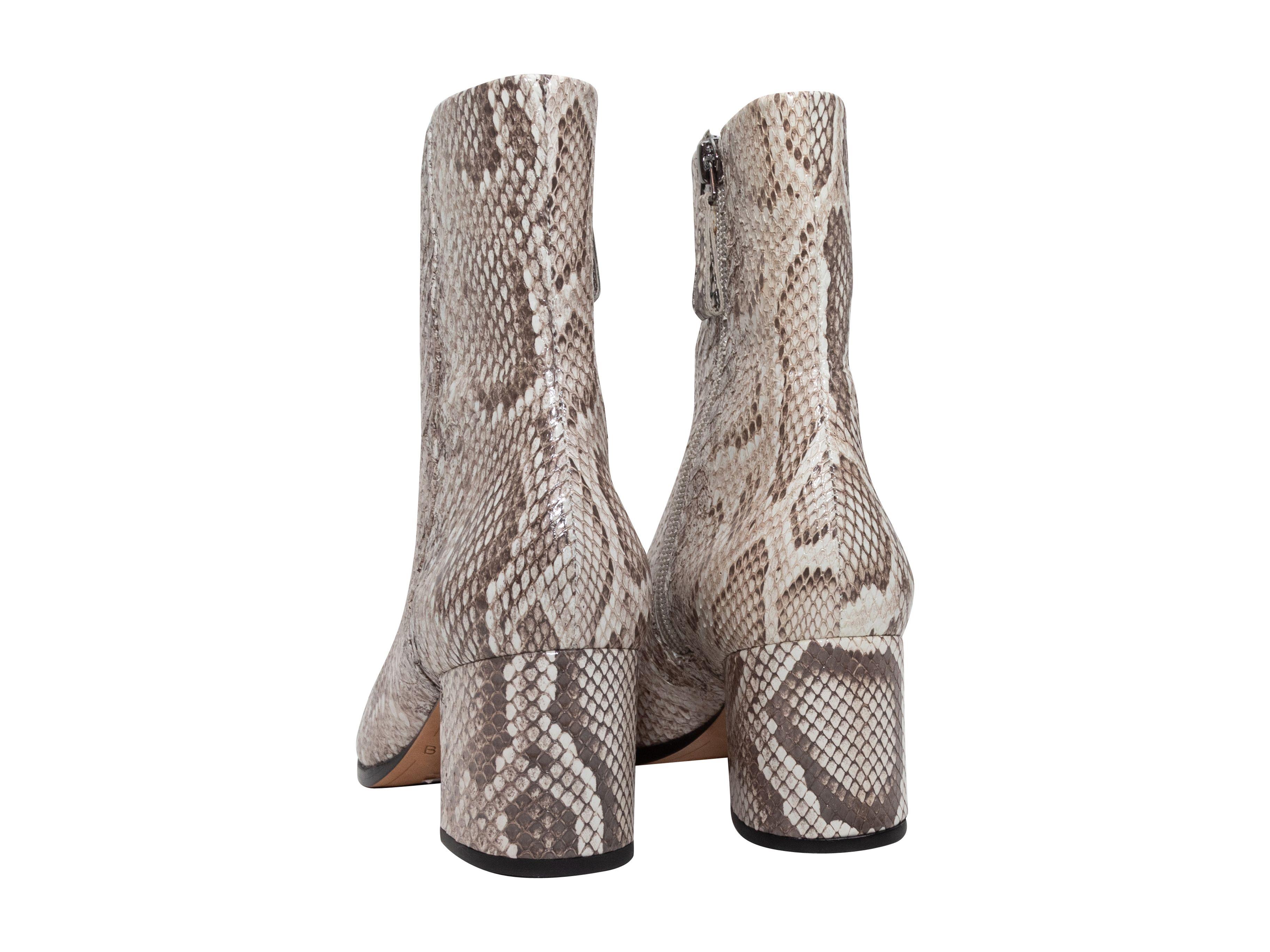 Alexandre Birman Grey & Black Python Ankle Boots In Good Condition In New York, NY