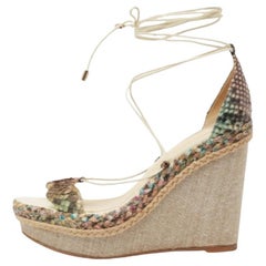 Alexandre Birman Sandales à talons compensés en cuir python multicolore Taille 38