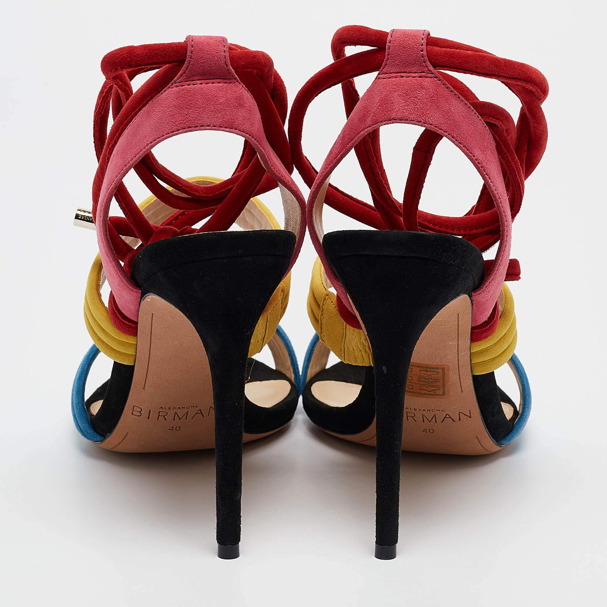 Alexandre Birman Mehrfarbige Sandalen aus Wildleder mit Knöchelriemen Größe 40 Damen im Angebot