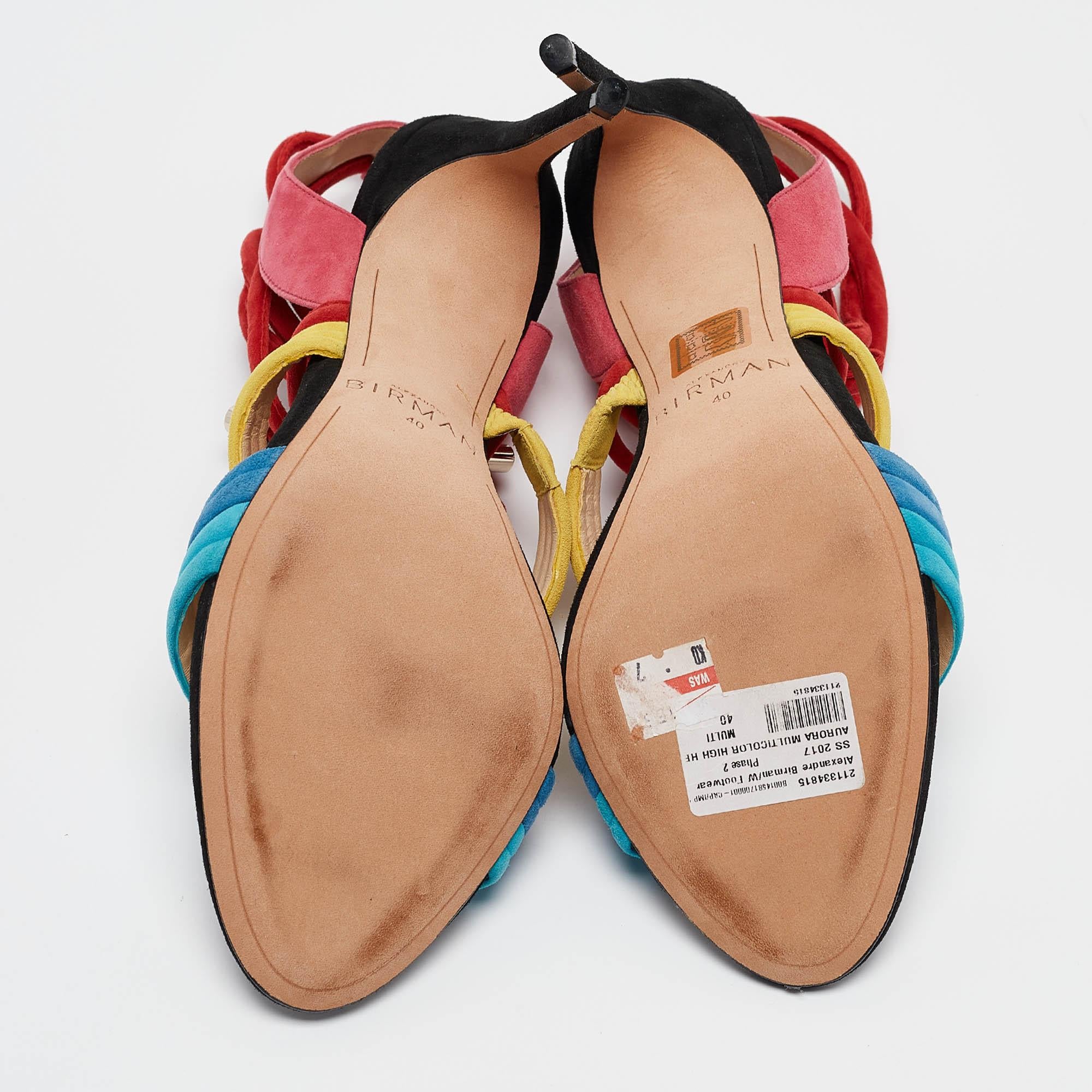Alexandre Birman Mehrfarbige Sandalen aus Wildleder mit Knöchelriemen Größe 40 im Angebot 1