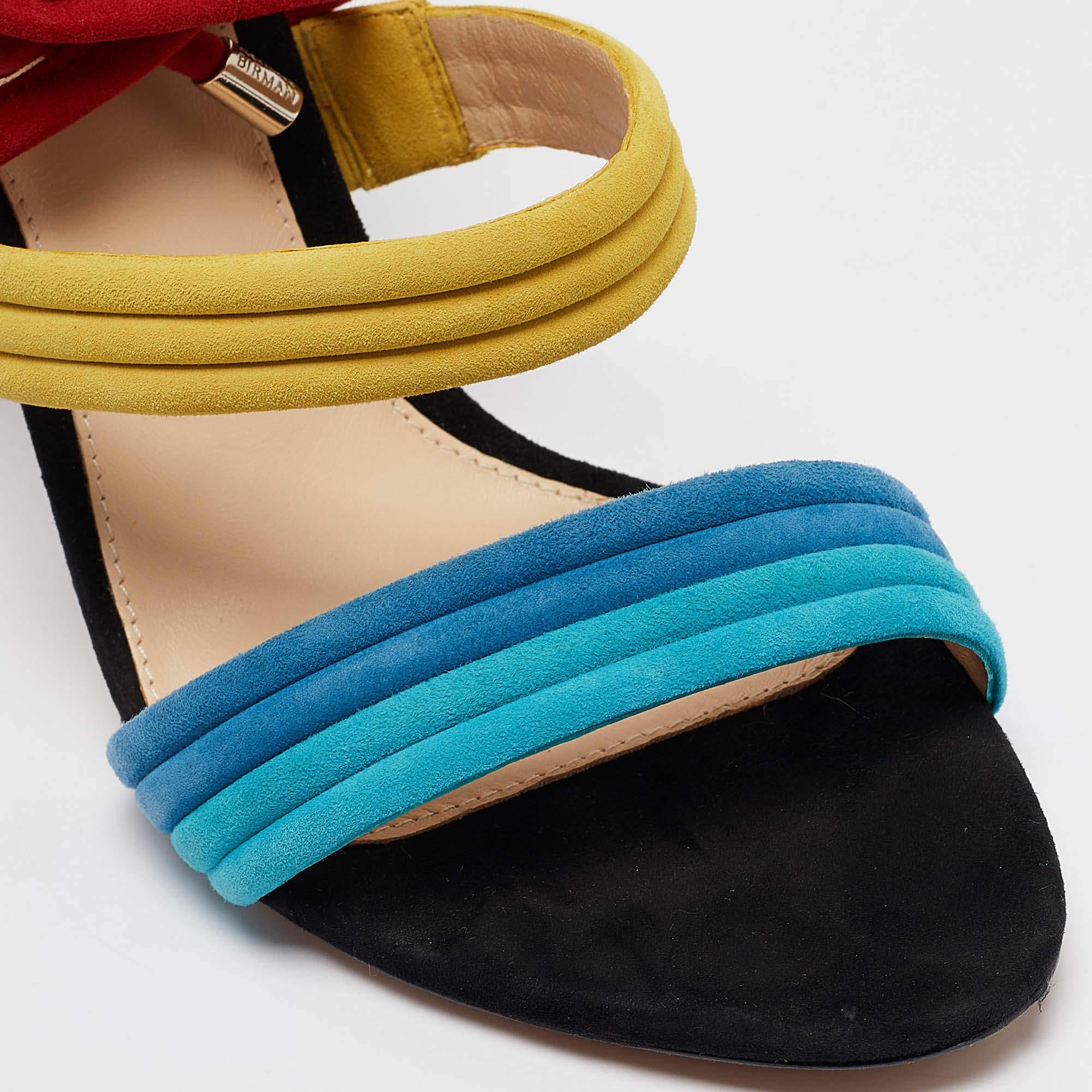 Alexandre Birman Mehrfarbige Sandalen aus Wildleder mit Knöchelriemen Größe 40 im Angebot 2