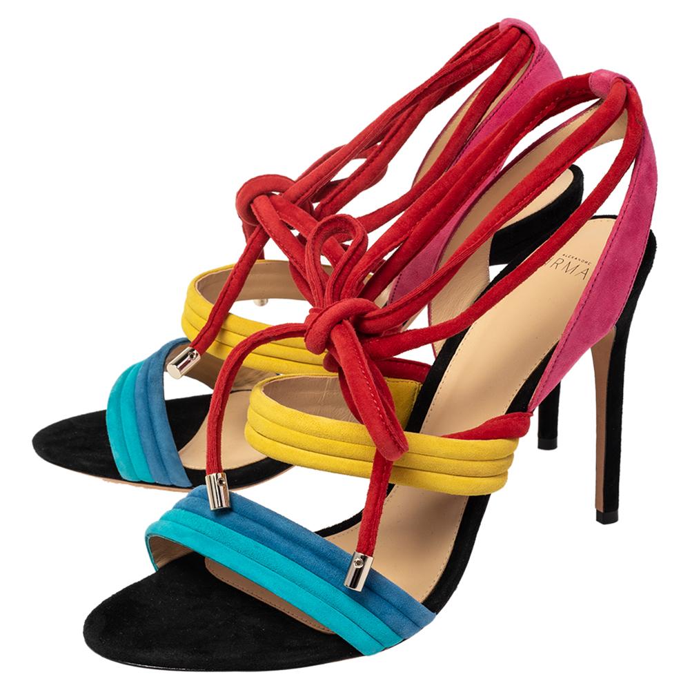 Alexandre Birman Multicolor Suede Aurora Ankle Wrap Sandals Size 40 1