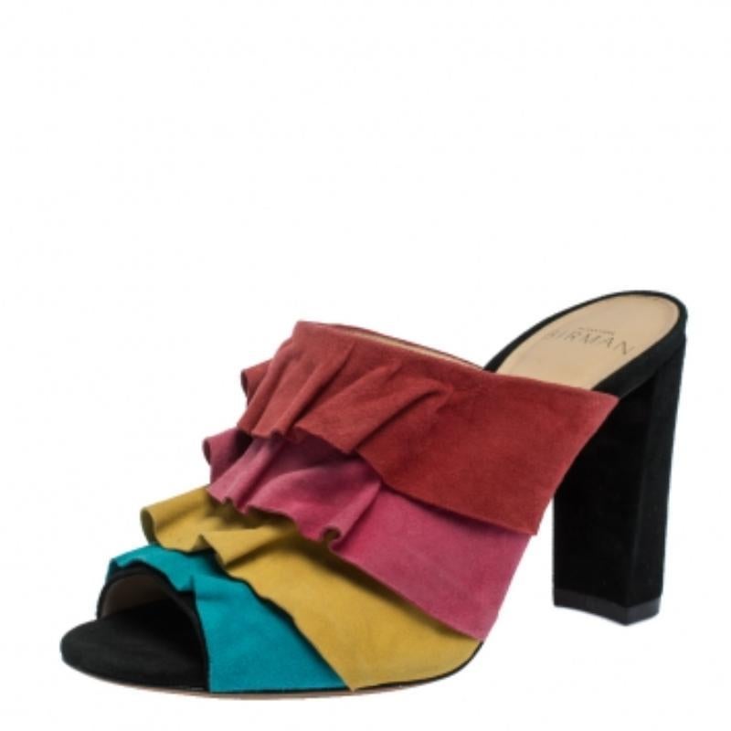De las mujeres Alexandre Birman Sandalias con volantes de ante multicolor Talla 35 en venta
