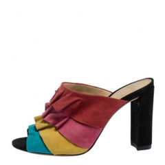 Alexandre Birman Multicolor Suede Ruffled Sandals Size 35