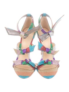 Alexandre Birman NEW Multi Color Rainbow Canvas Evening Sandals Heels in Box