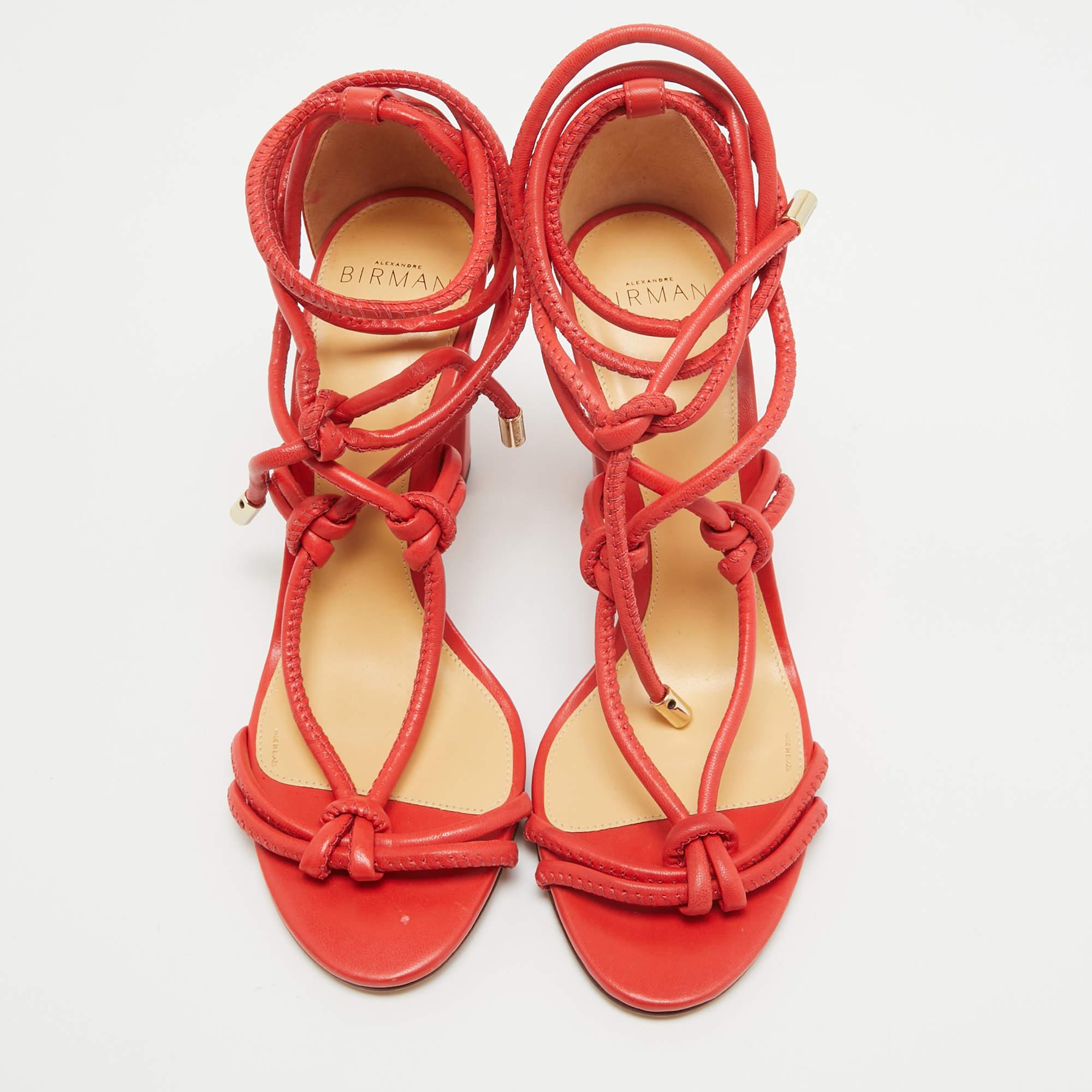 Arancia Alexandre Birman Sandali con cinturino alla caviglia in pelle arancione misura 37 in vendita