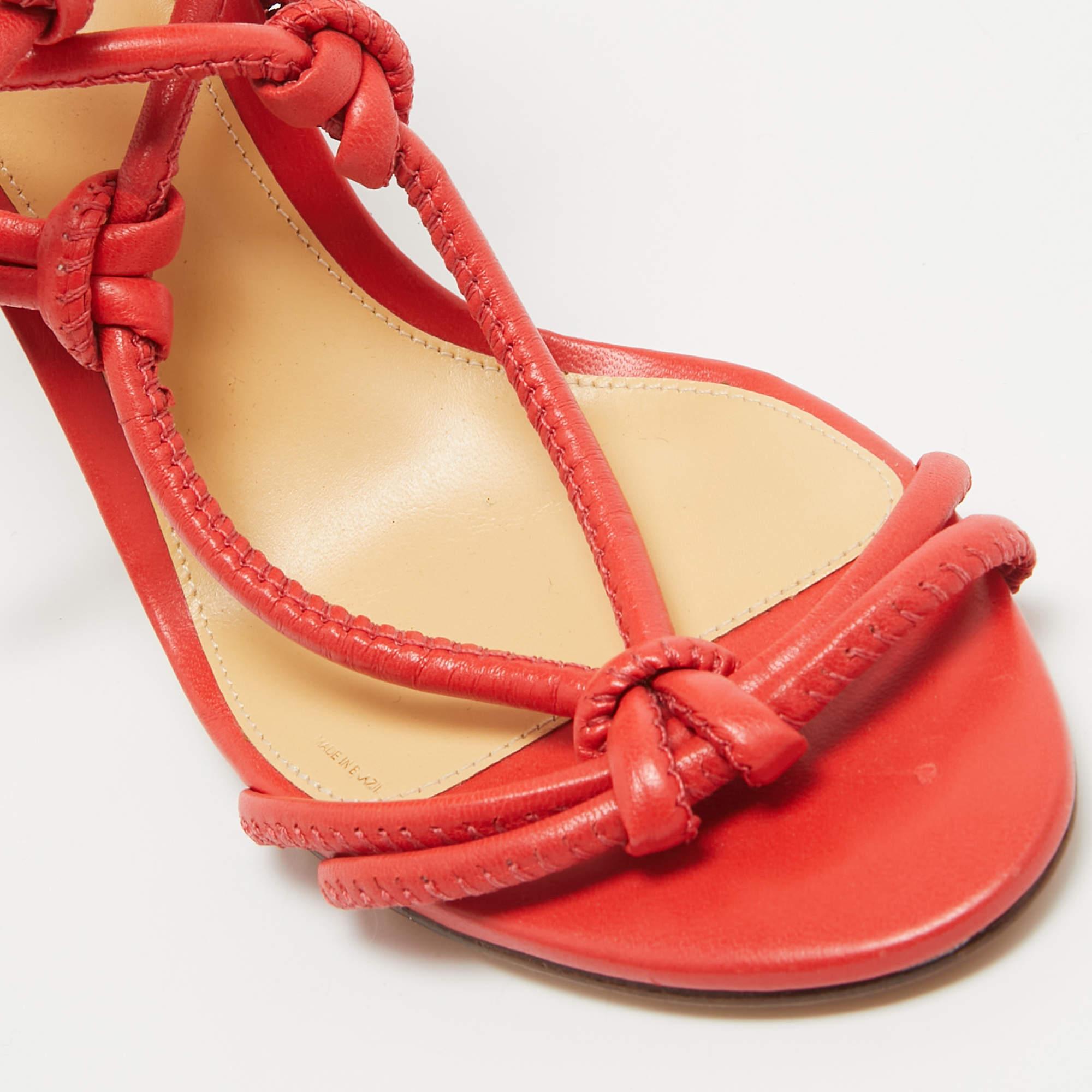 Alexandre Birman Sandali con cinturino alla caviglia in pelle arancione misura 37 in vendita 2