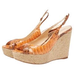 Alexandre Birman Orange Python Espadrille Slingback Sandals Size 39.5