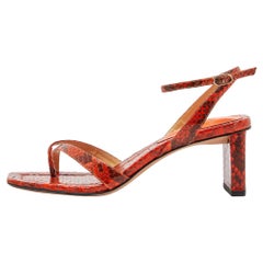 Alexandre Birman Orange Python Nelly Ankle Strap Sandals Size 37