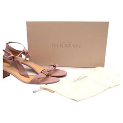 Alexandre Birman Pink Linen Clarita Block Sandals