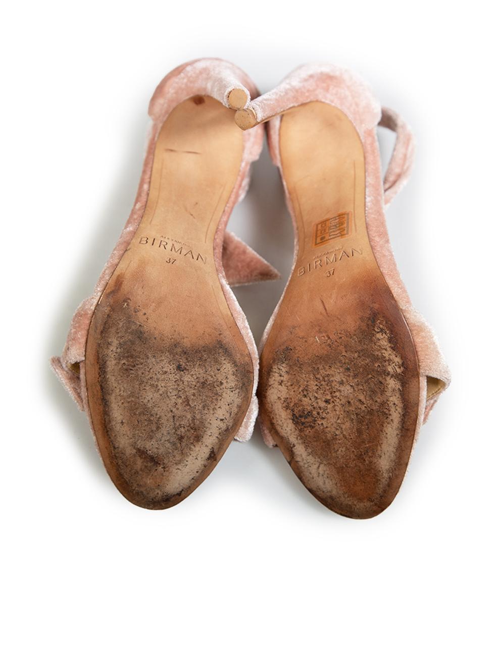 Alexandre Birman Pink Velvet Heeled Sandals Size IT 37 In Good Condition For Sale In London, GB
