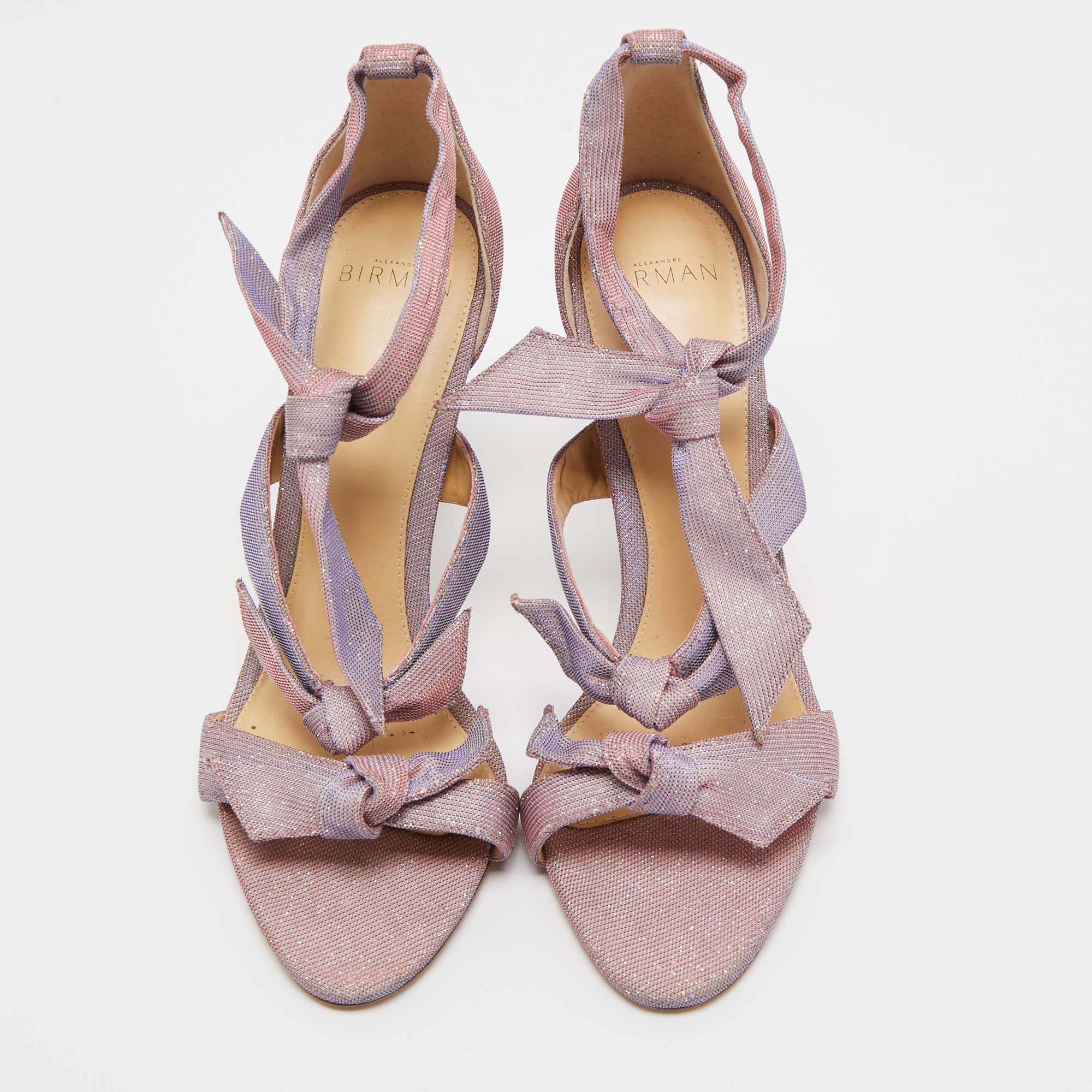 Brown Alexandre Birman Purple Fabric Crystal Embellished Gianna Sandals Size 39 For Sale